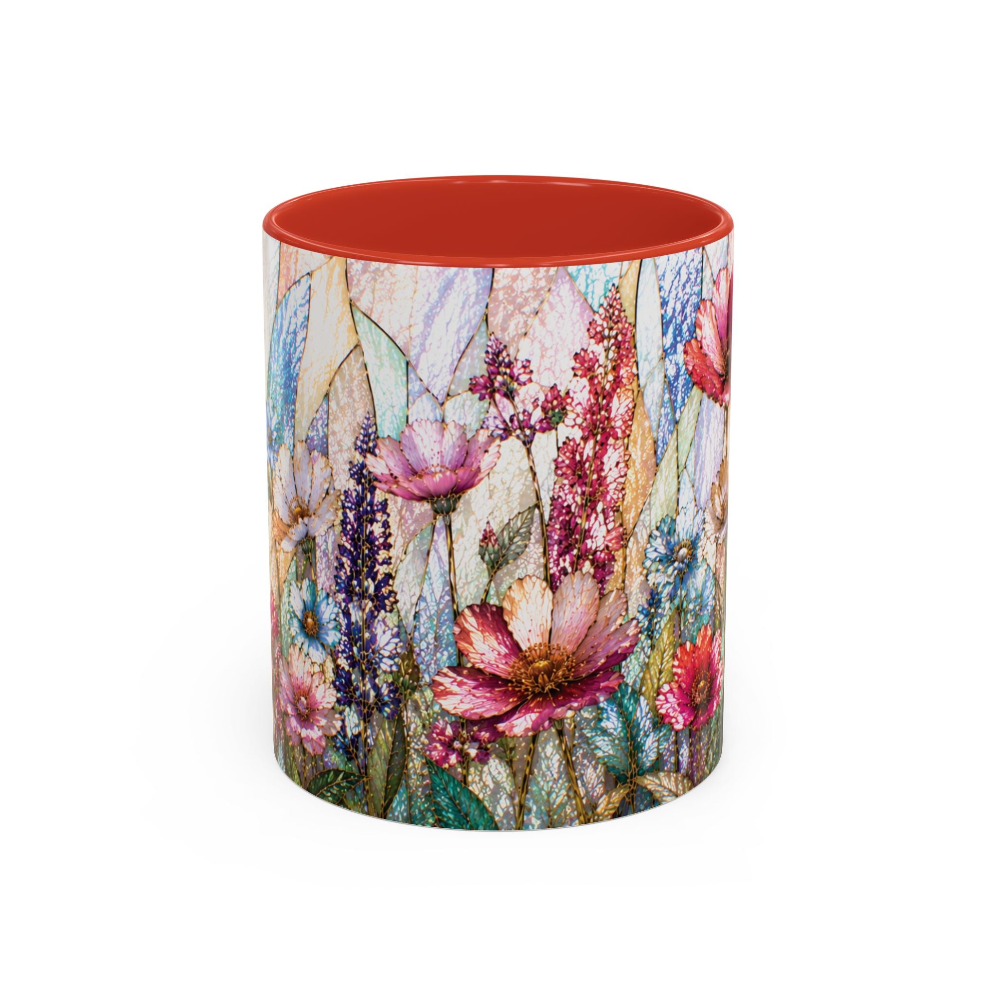 Wildflower Watercolor Coffee Mug Vibrant Wildflower Accent 11/15oz Stain Glass Illusion