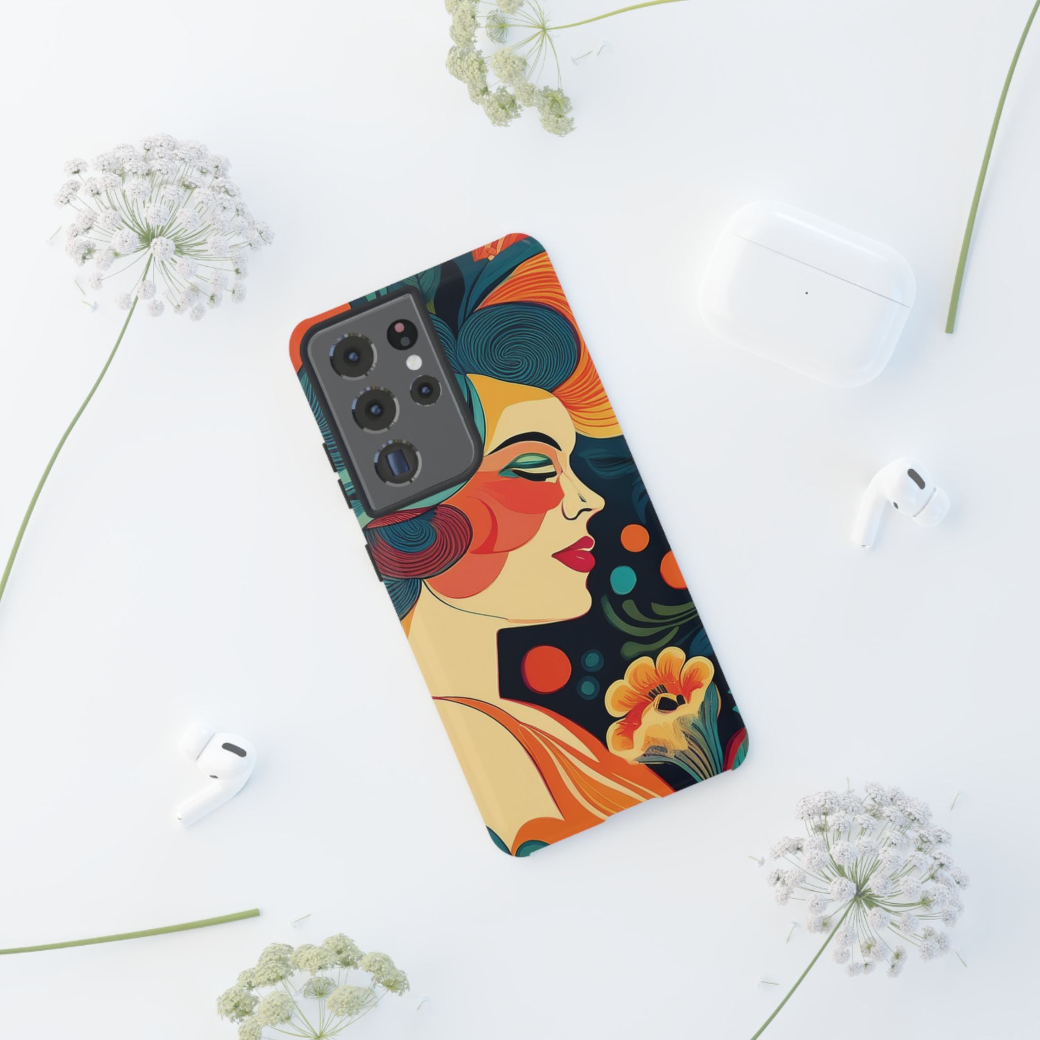 Coque de Téléphone Esthétique Années 50 Rétro Design d'Inspiration Vintage aux Couleurs Pastel Housse Style Mid-Century pour Modèles iPhone et Samsung Galaxy