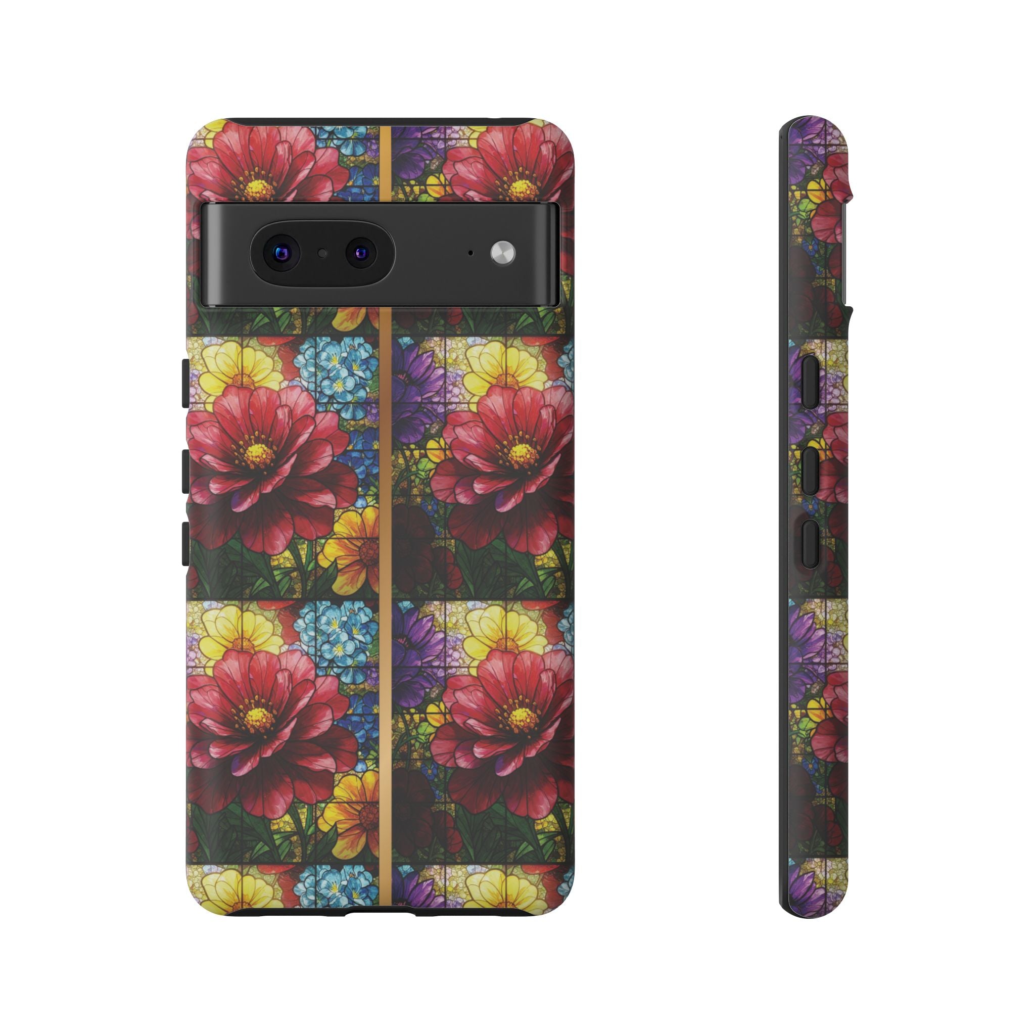 Stained Glass Illusion Floral Phone Case  3D Colorful Flower Design, Protective Christian Gift, Fits iPhone, Samsung, Google Pixel