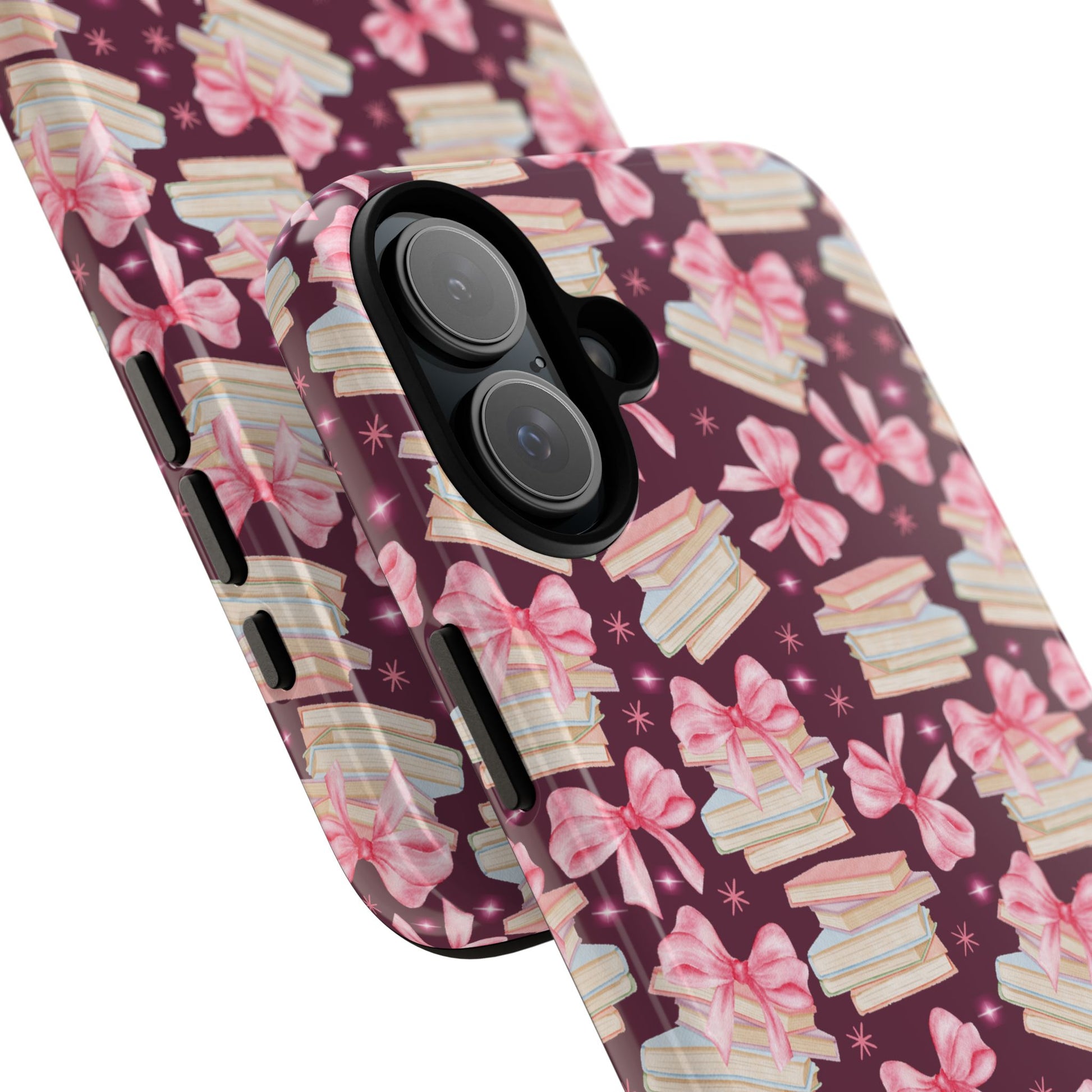 Coquette Pink Bows & Books Phone Case for iPhone 16 15 14 13 12  21 23 Samsung, and Pixel | Stylish Protective Cover Gift for Her Perfect for Floral Lover
