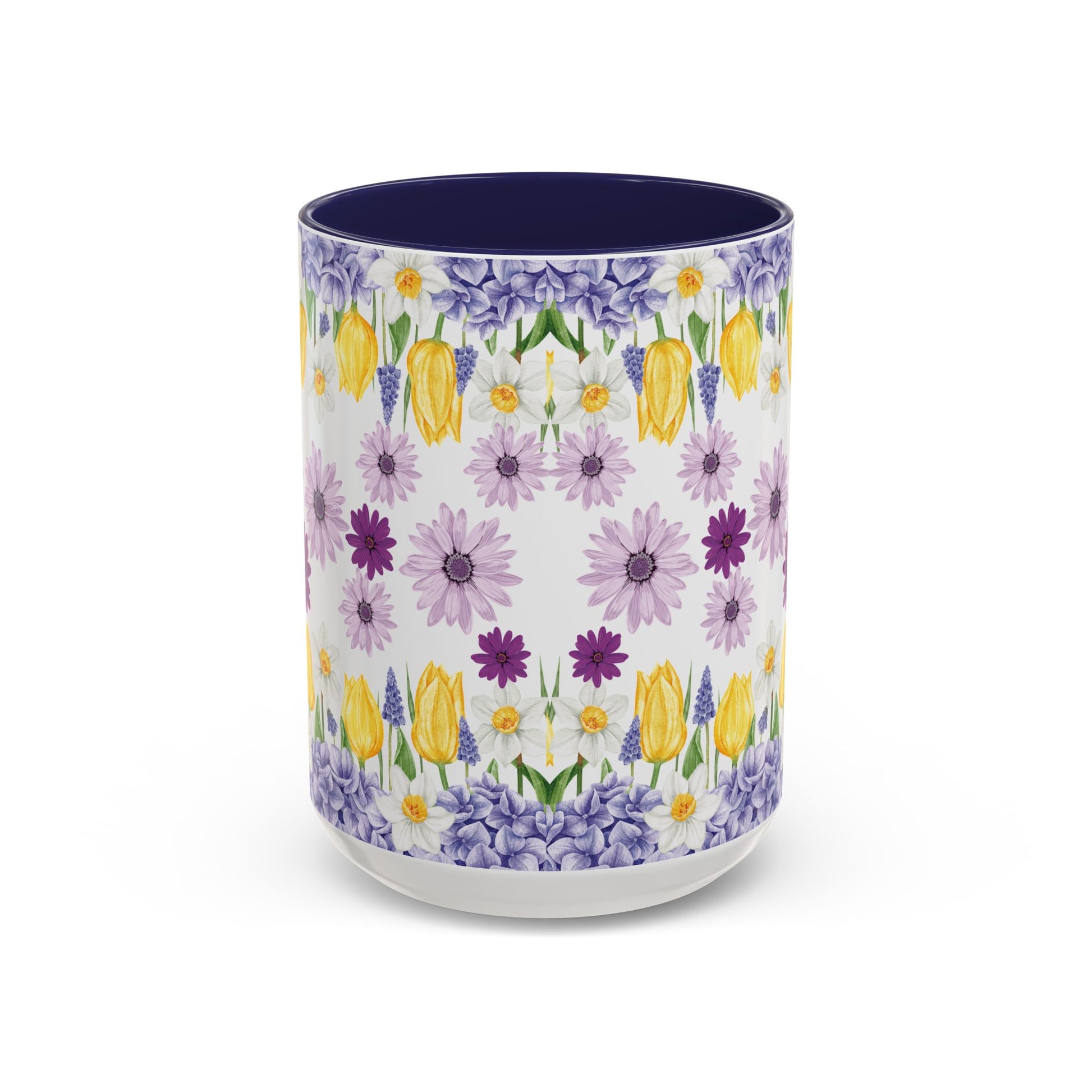 Botanical Floral Mug  Lavender & Yellow Flowers, Ceramic 11oz & 15oz Cup, Ideal Gift for Coffee Lovers, Mother's Day, or Cozy Spring Mornings