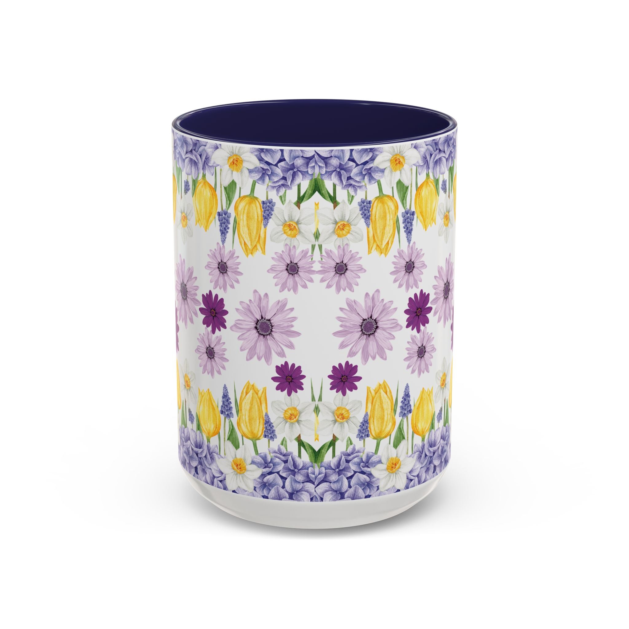 Botanical Floral Mug  Lavender & Yellow Flowers, Ceramic 11oz & 15oz Cup, Ideal Gift for Coffee Lovers, Mother's Day, or Cozy Spring Mornings