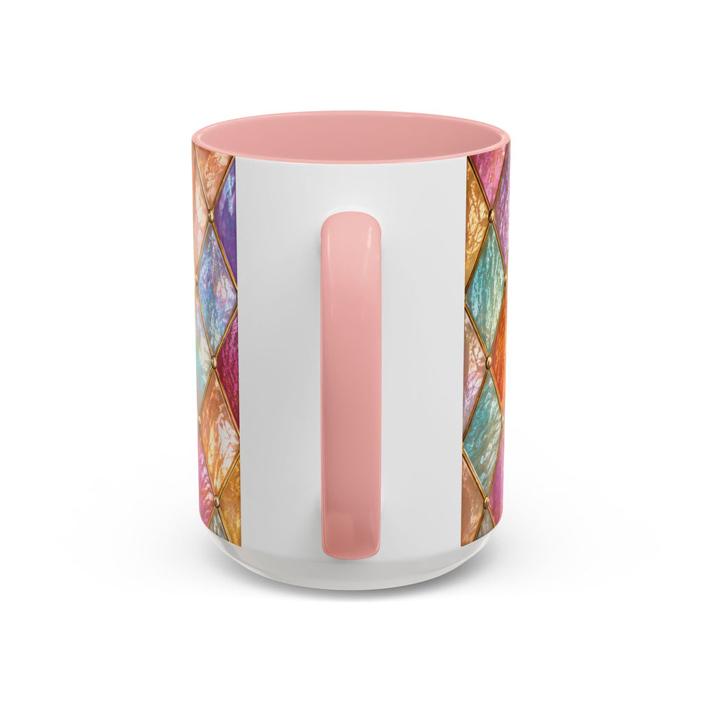Colorful Jewel-Quilt Accent Coffee Mug — Vibrant Stained-Glass Pattern (11/15oz) Gift for her