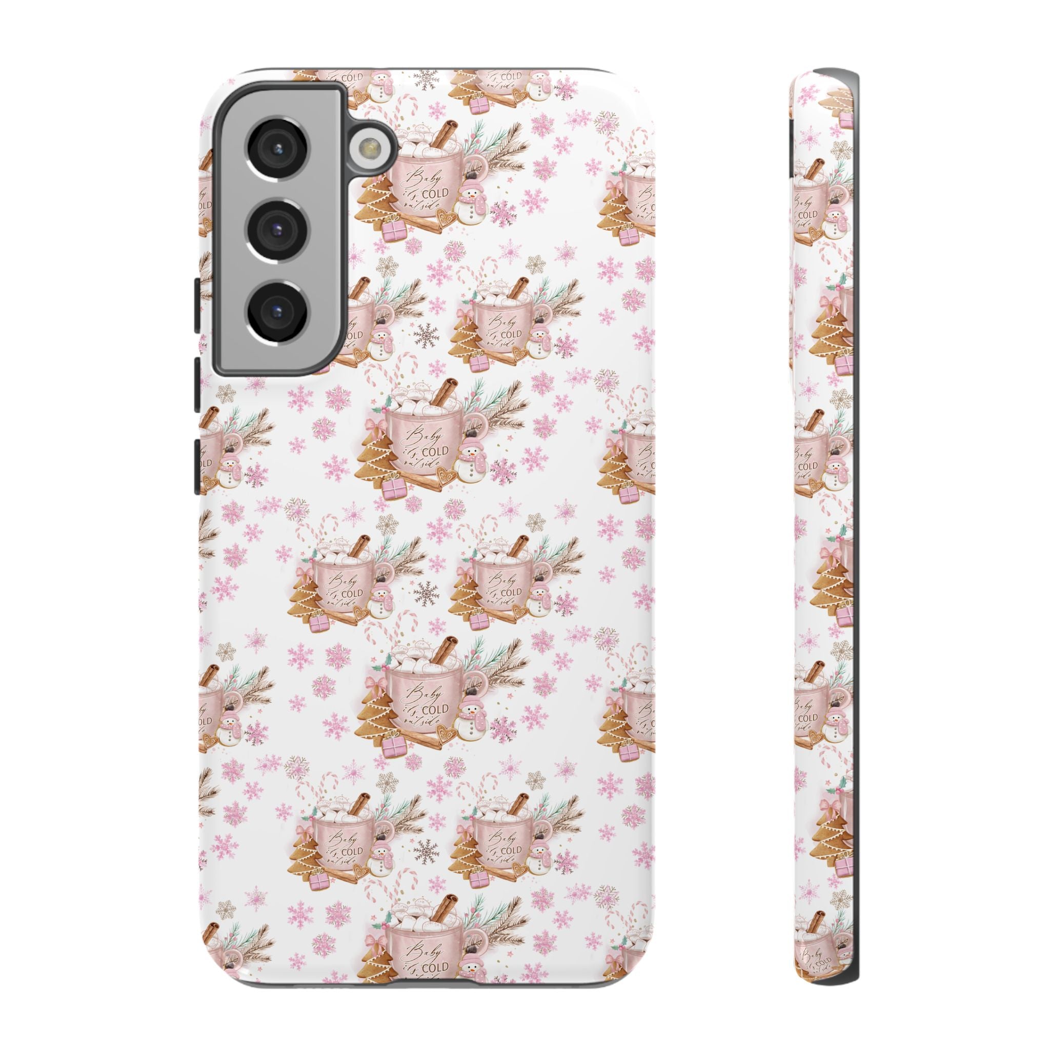 Baby it's Cold Outside Pink and White Phone Case Unique Holiday Protection for Your Device | Stylish & Durable Cover Gift for Her Phone 15, Samsung iPhone Samsung Accessory Gift for Her