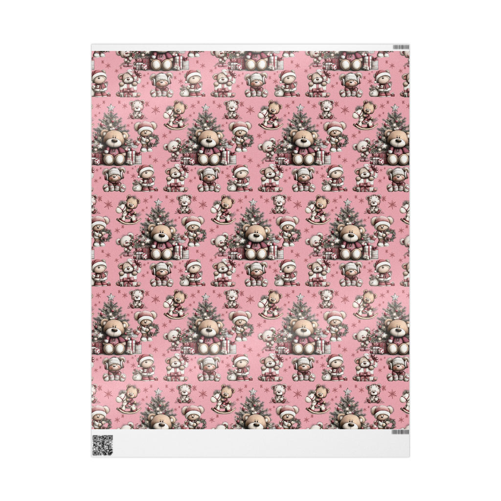 Whimsical Pink Teddy Bear Wrapping Paper Cute Holiday Gift Wrap for Sweet  Cozy Presents