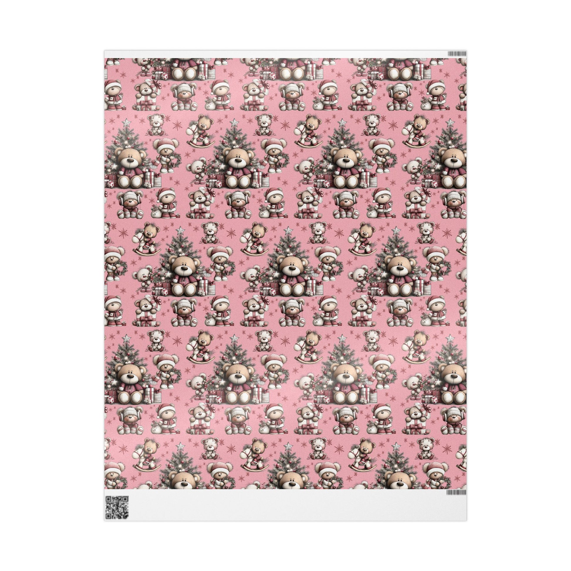 Whimsical Pink Teddy Bear Wrapping Paper Cute Holiday Gift Wrap for Sweet  Cozy Presents