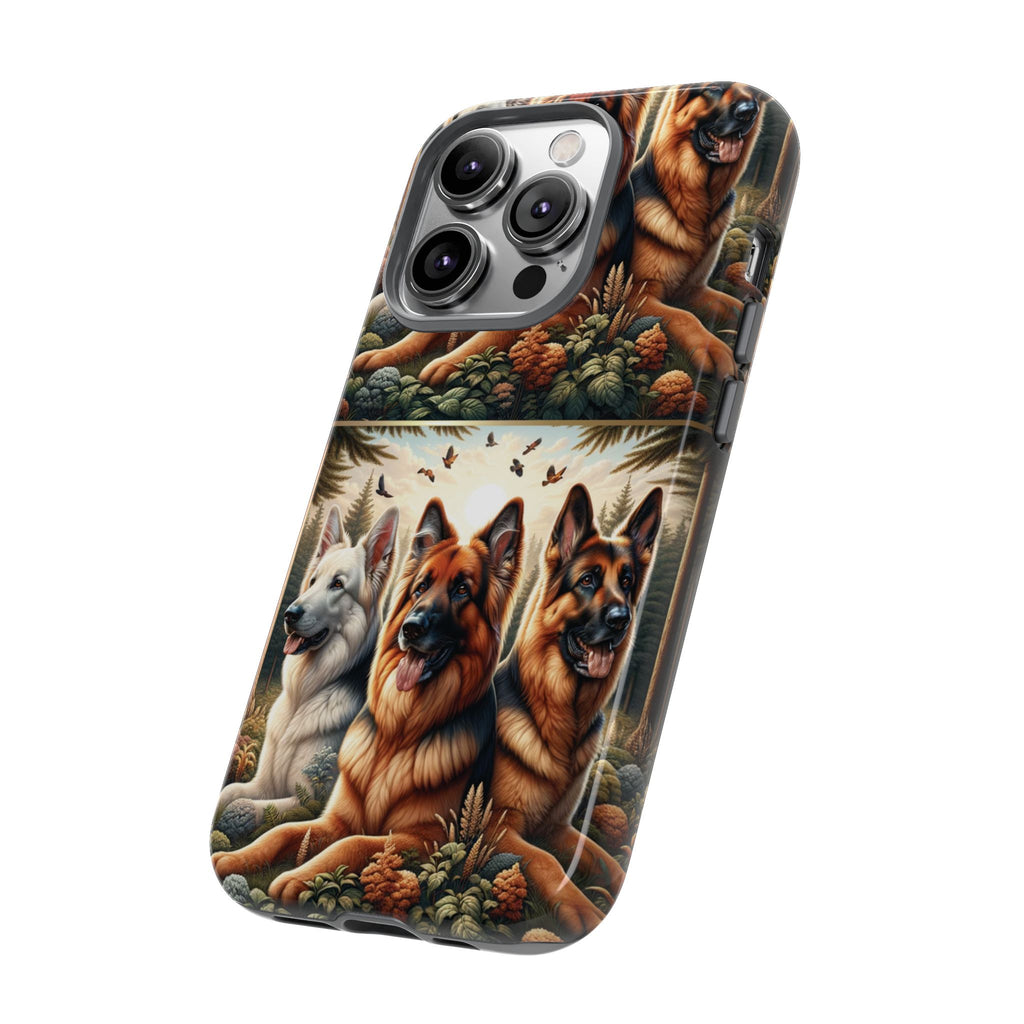 German Shepherd Phone Tough Case Floral Elegant Durable Dog Lover Devices iPhone 15, Samsung iPhone Samsung Accessory Gift for Her