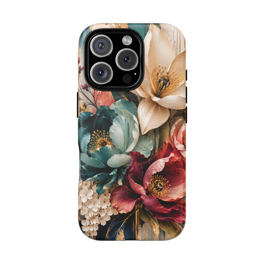 Vintage Floral Bouquet phone case Tough Magnetic Case Velvet Bloom Floral Art iPhone Case  Botanical Protective Case Samsung Modern Garden