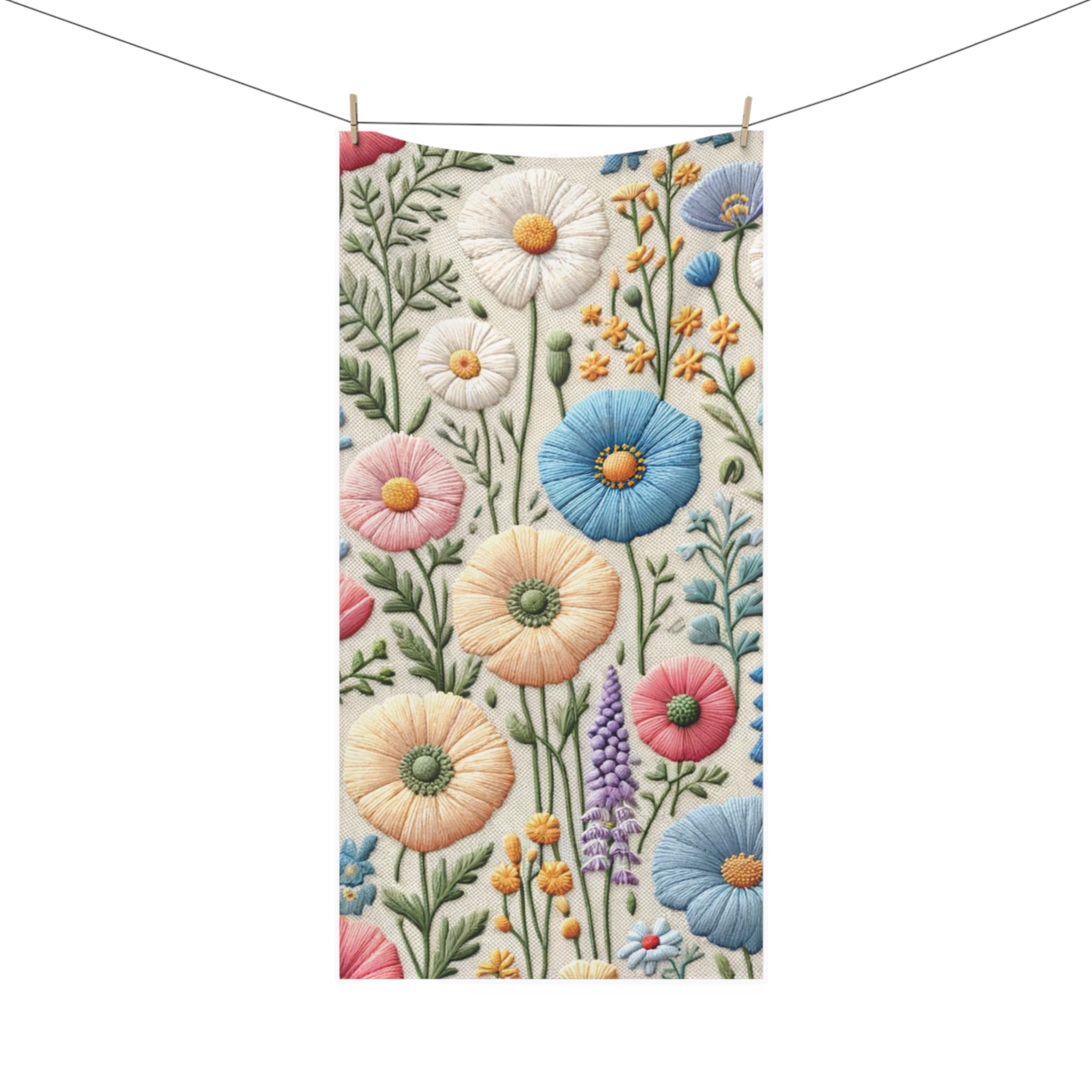 Pastel Wildflower Pink Purple Blue Soft & Luxurious Mink-Cotton Towel 30x60 Elevate Your Bath Experience with Vibrant Nature-Inspired Elegance Housewarming Gift.