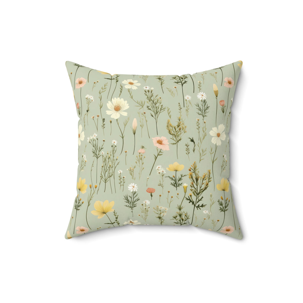 Boho Wildflowers Square Pillow Vibrant Floral Design Soft and Stylish Decorative Throw Pillow for Boho-Inspired Home DécorBridal Shower - MRSBYVALLE