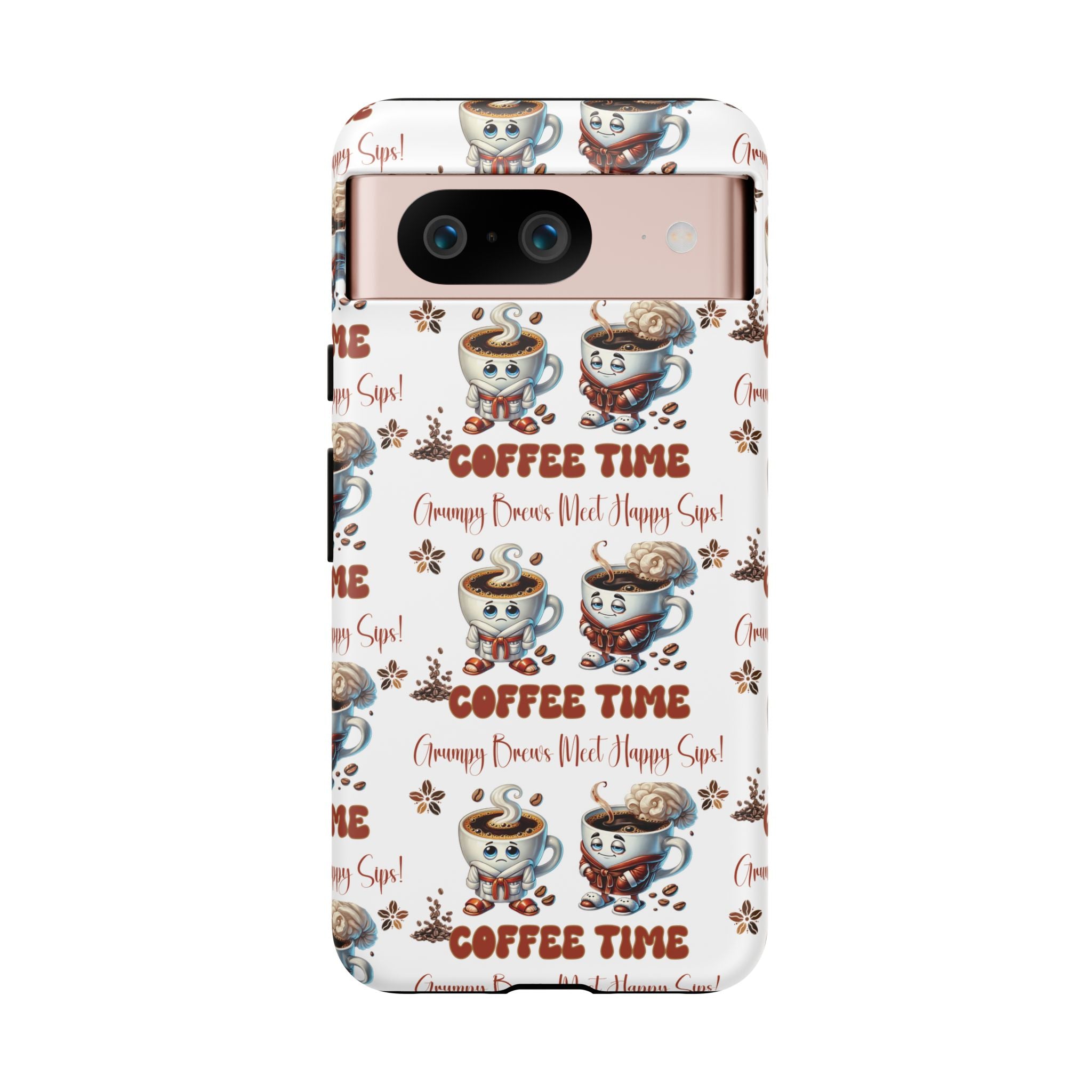Grumpy Brews Meet Happy Sips Phone Case Compatible with iPhone, Samsung & Pixel | Fun, Durable Protection for Coffee Lovers | Unique Design, Shockproof & Scratch-Resistant Perfect for Coffee Lover - MRSBYVALLE