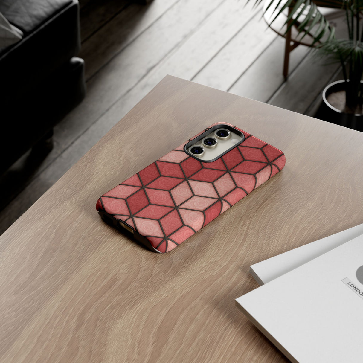 Geometric Stained Glass Illusion Phone Case Colorful Abstract Art, Aesthetic Protective Cover for iPhone, Samsung & Google, Unique Gift Idea Mom