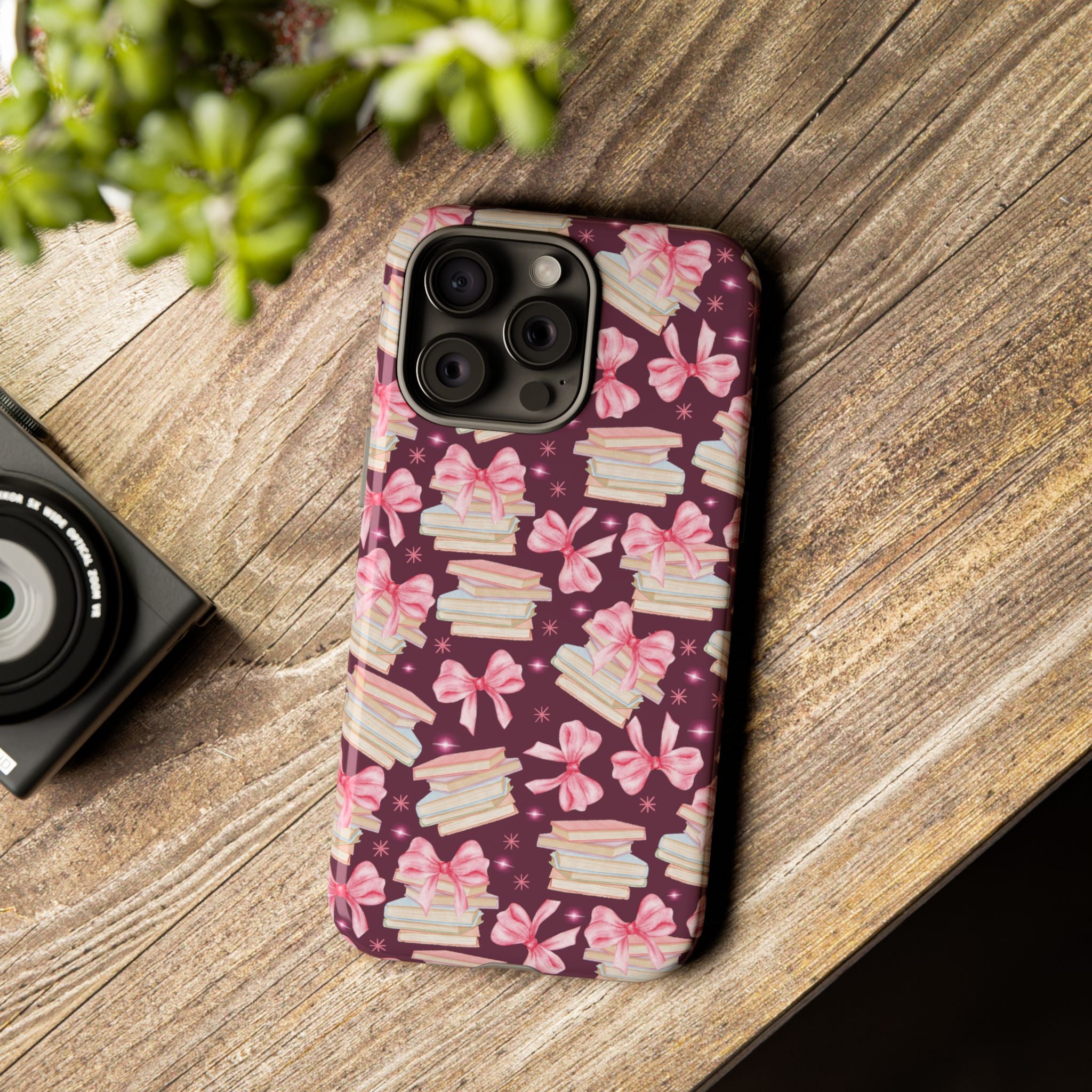 Coquette Pink Bows & Books Phone Case for iPhone 17 and Samsung, Pixel | Stylish Protective Cover Gift for Her Perfect for Floral Lover