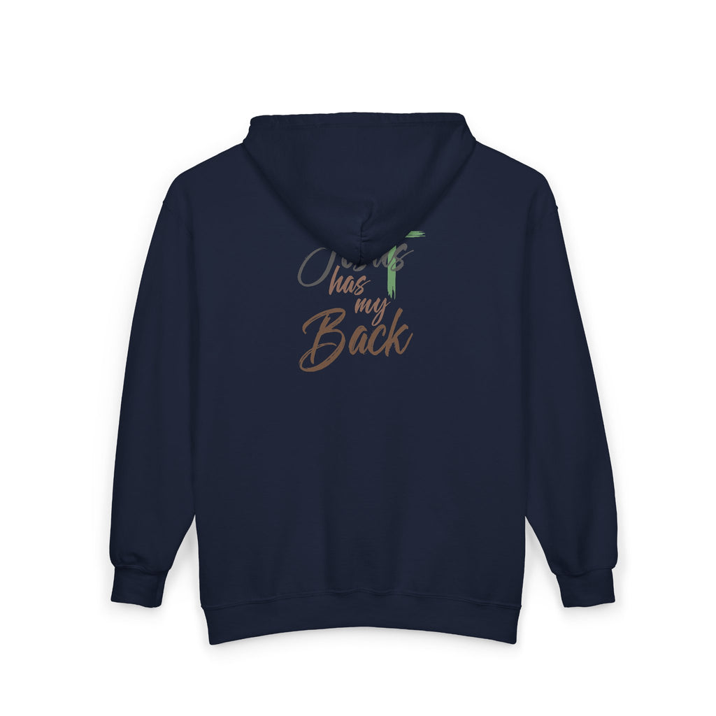 Faith-Inspired Full Zip Hoodie - "Jesus Has My Back"