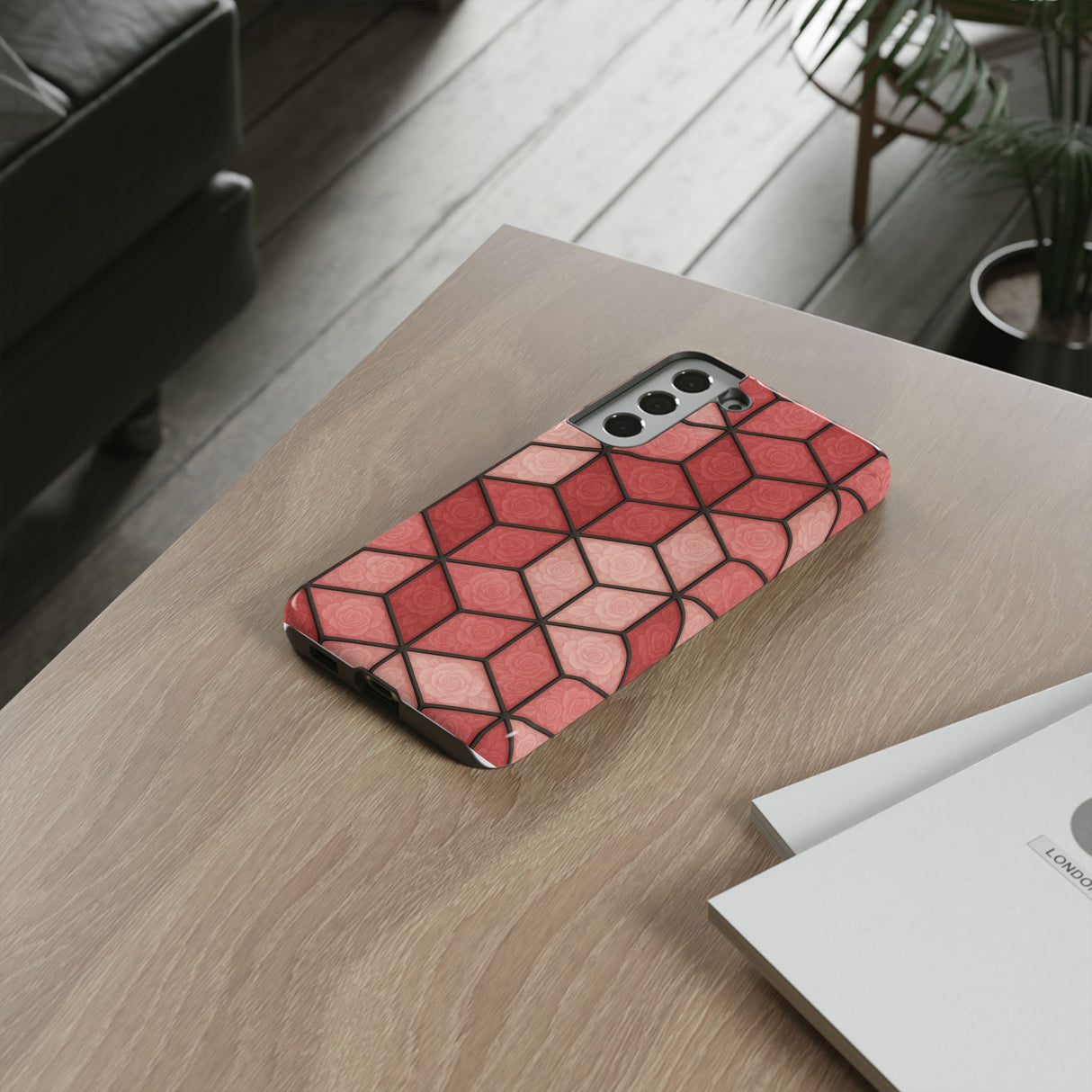 Geometric Stained Glass Illusion Phone Case Colorful Abstract Art, Aesthetic Protective Cover for iPhone, Samsung & Google, Unique Gift Idea Mom