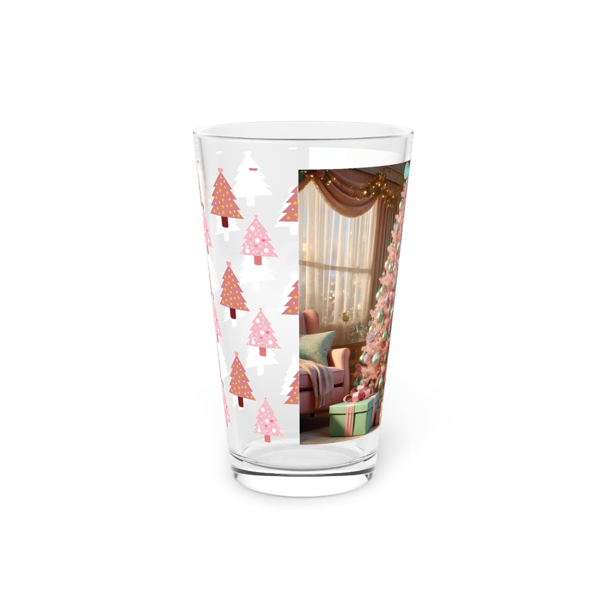 Pink Best Christmas Theme 16oz Pint Glass Festive Holiday Design, Perfect for Seasonal Drinks, Cheerful Decor, Ideal Gift for Christmas Celebrations and PartiesElegance Durable, High-Quality Glassware Perfect for Parties - MRSBYVALLE