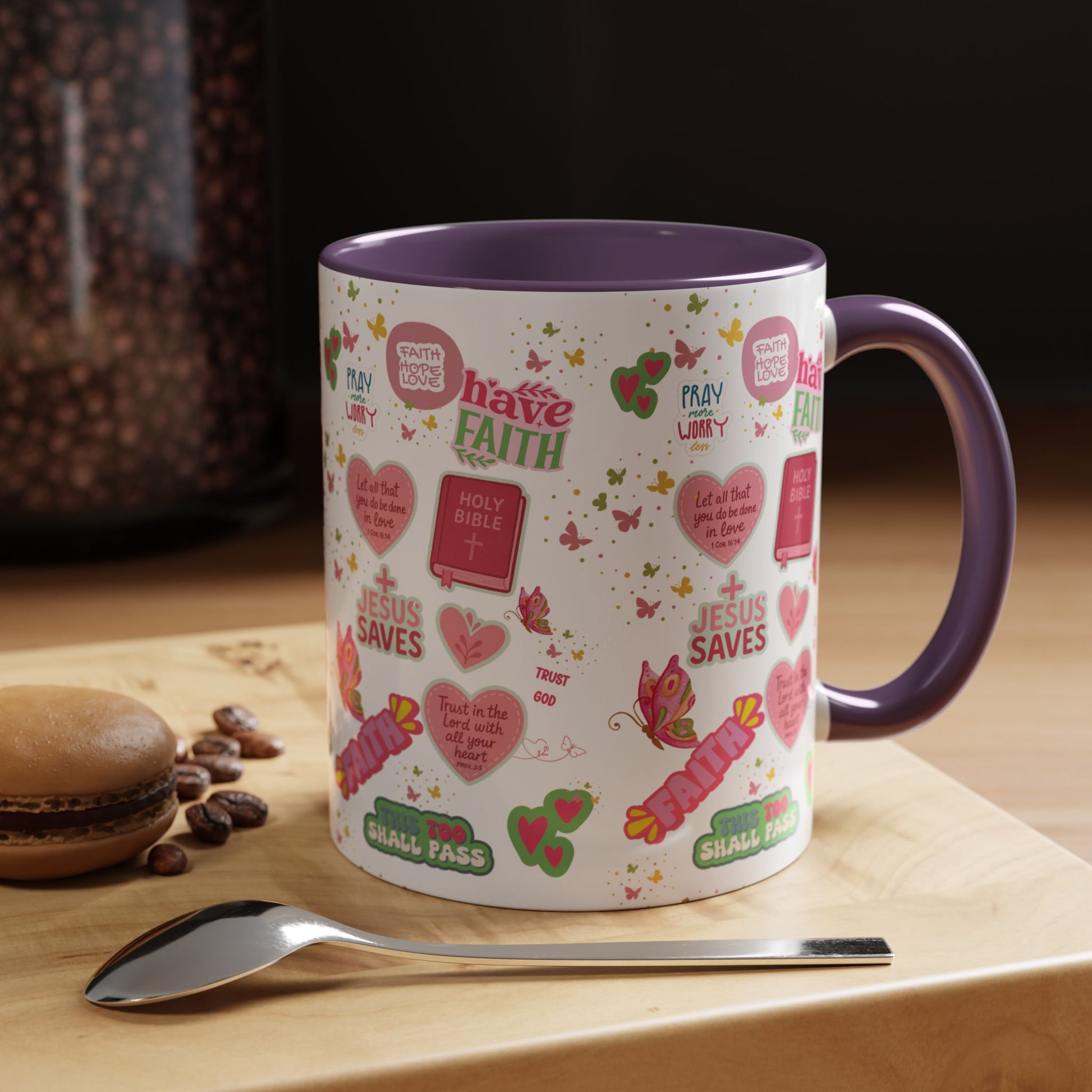 Start Your Day with Faith | Christian Mug with Bible Verse | Inspirational Gift for Christians | 11oz and 15oz Ceramic Coffee Mug Cozy Spring Mornings