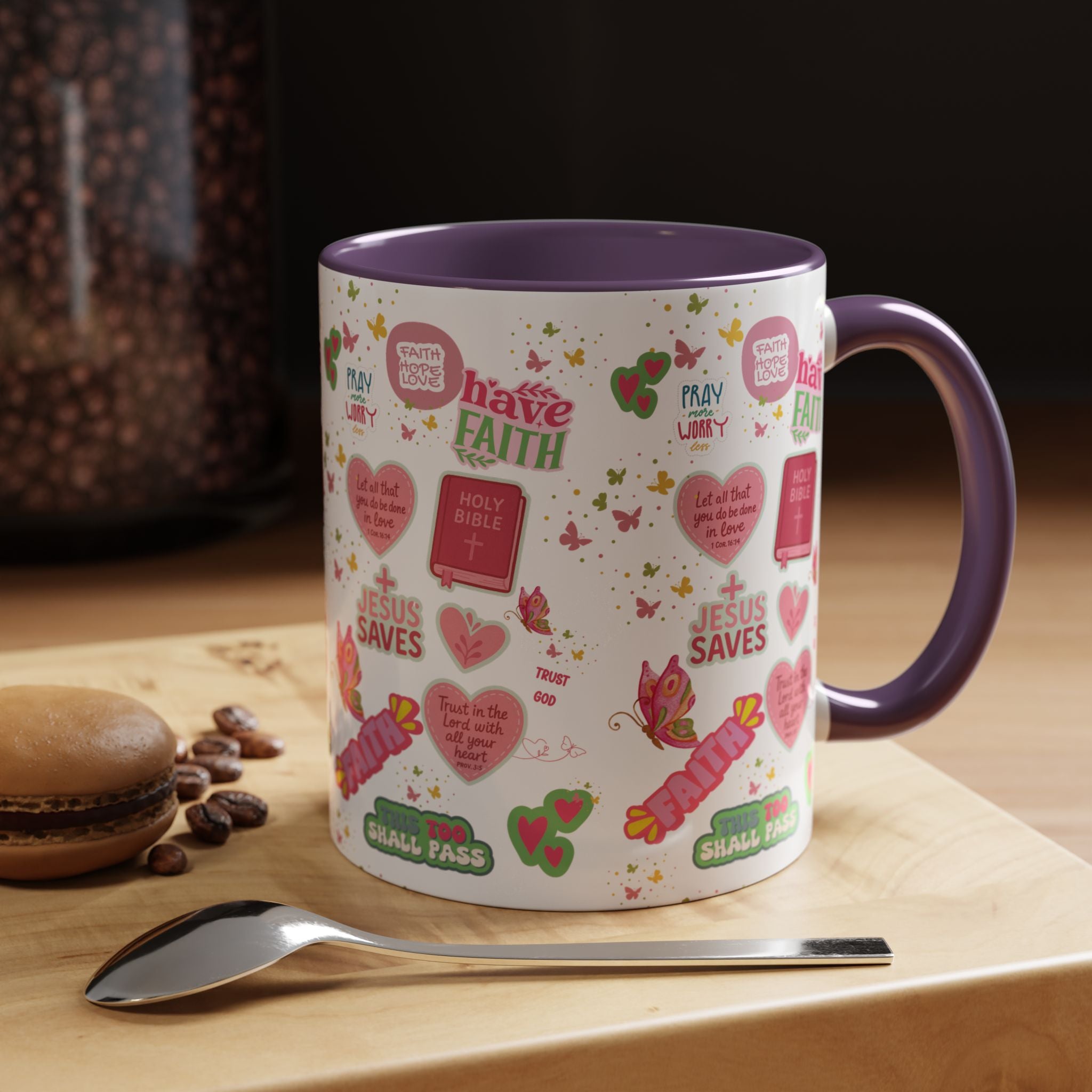 Commencez votre journée avec la foi | Mug chrétien avec verset biblique | Cadeau inspirant pour chrétiens | Mug à café en céramique 325 ml et 443 ml Matins de printemps douillets