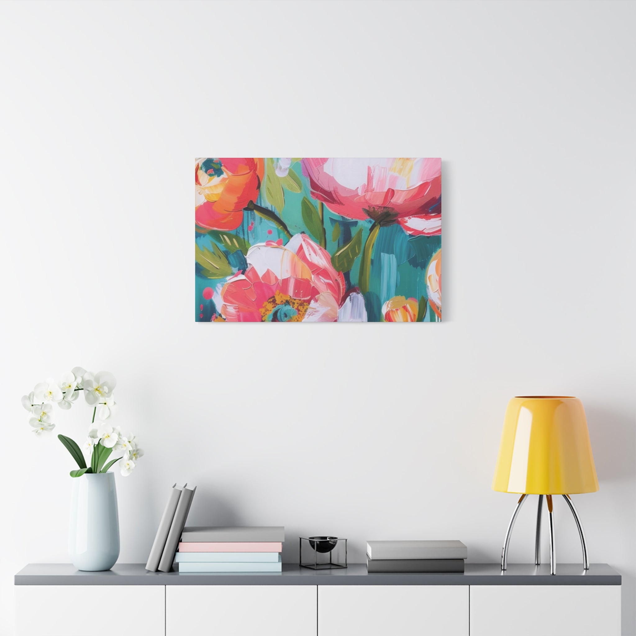 Unique Boho Floral Wall Art Matte Canvas Stretched, Vibrant Botanical Design, Perfect for Living Room, Bedroom, or Office Decor, Adds a Stylish Touch to Any Space - MRSBYVALLE