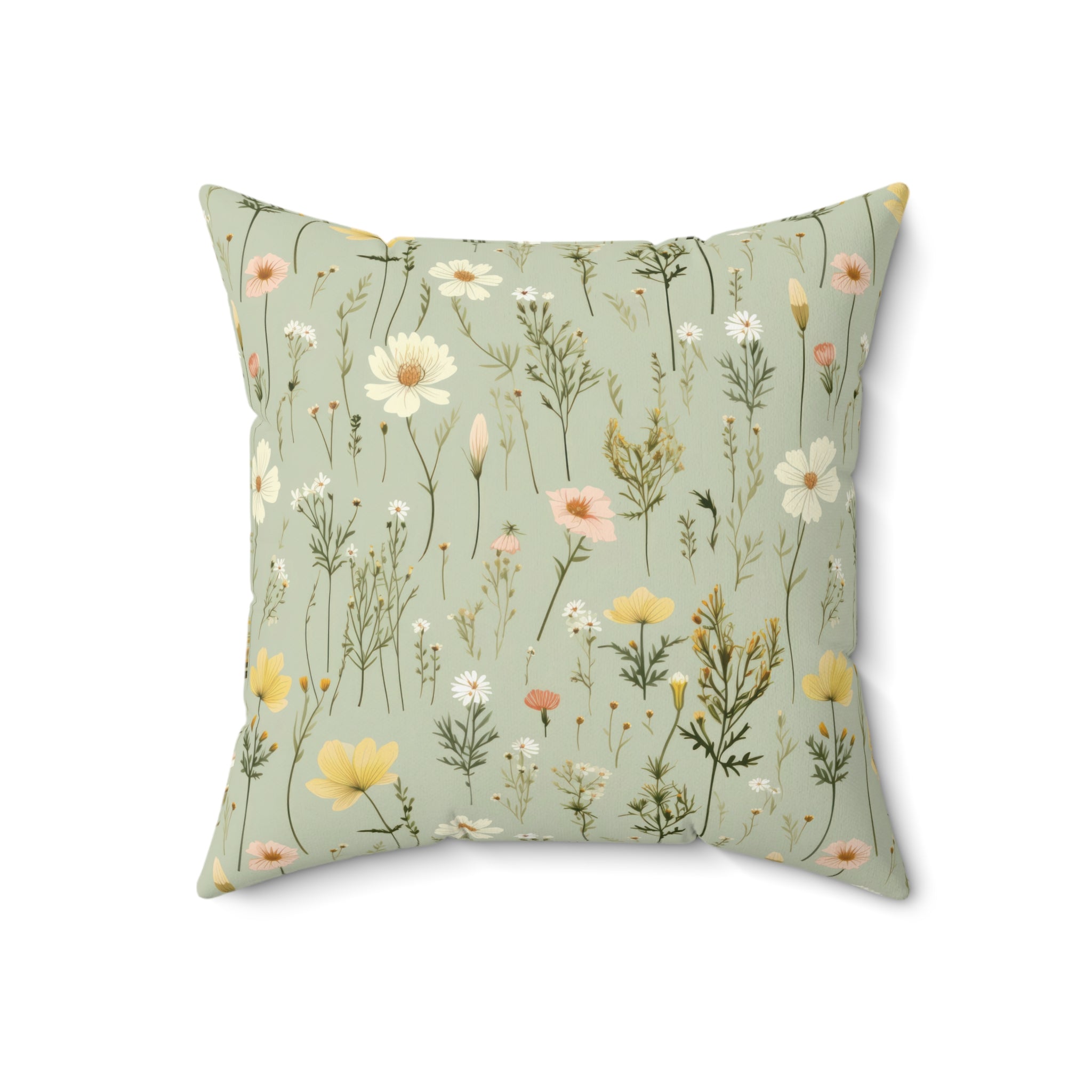 Boho Wildflowers Square Pillow Vibrant Floral Design Soft and Stylish Decorative Throw Pillow for Boho-Inspired Home DécorBridal Shower - MRSBYVALLE