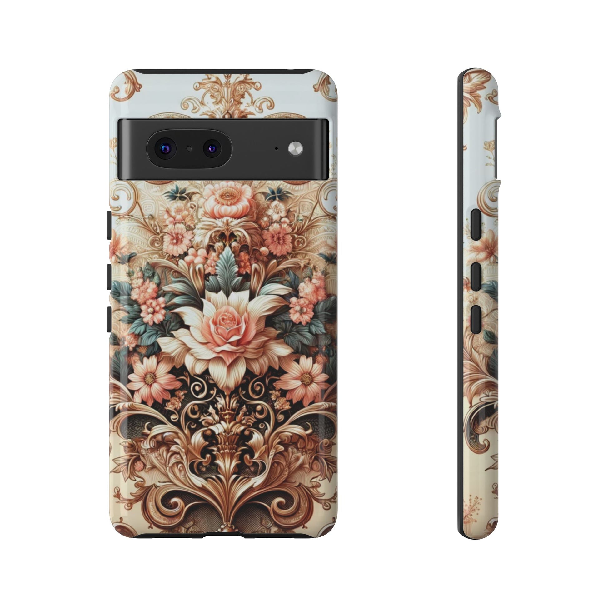 Gold Design Luxury Phone Tough Case Floral Elegant Durable Stylish for Modern Devices iPhone 17, 16, 15, Samsung iPhone Samsung Accessory Gift for Her
