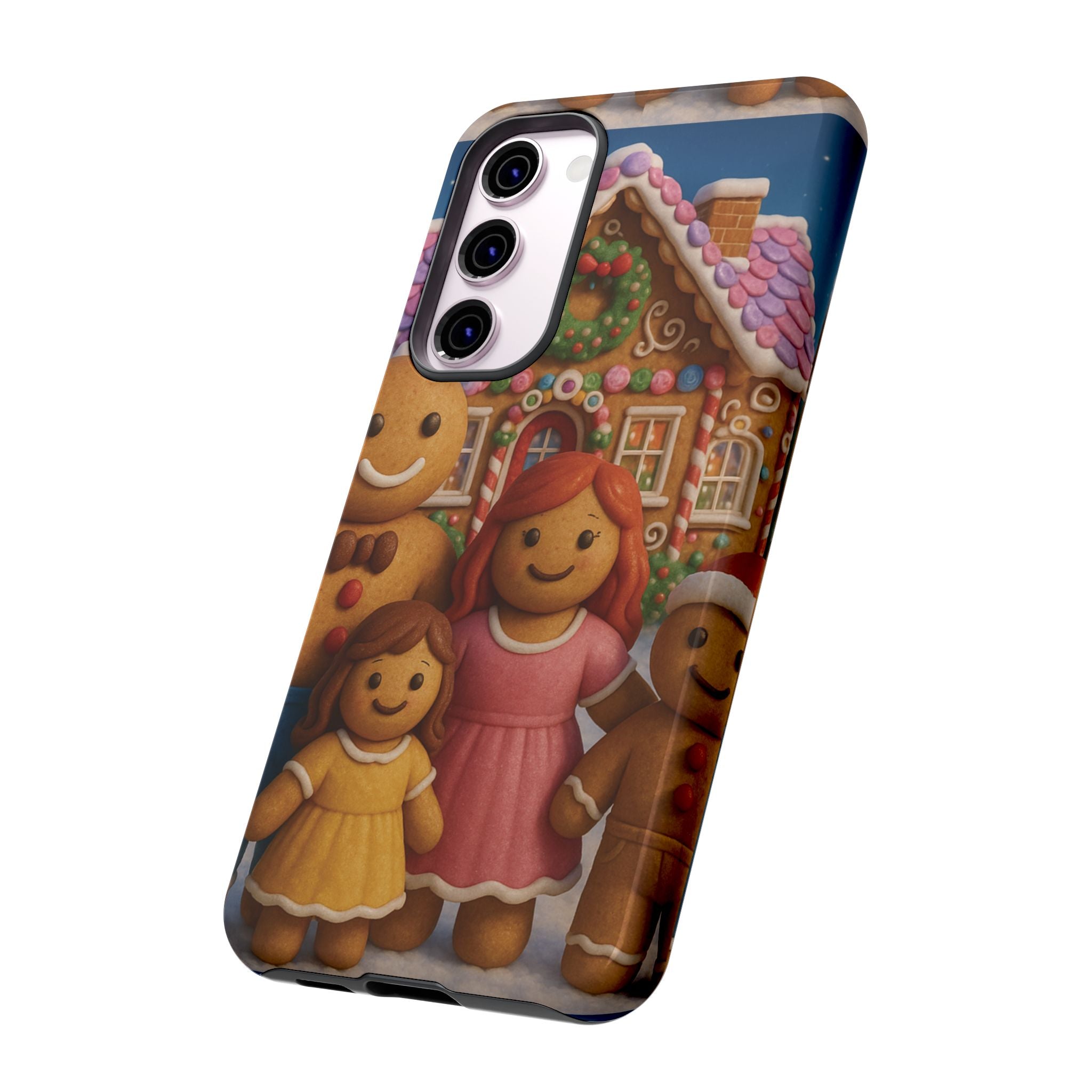 Coque de téléphone esthétique Famille en Pain d'Épices – Design d'inspiration vintage sur le thème de Noël – Étui stylé pour modèles iPhone et Samsung Galaxy