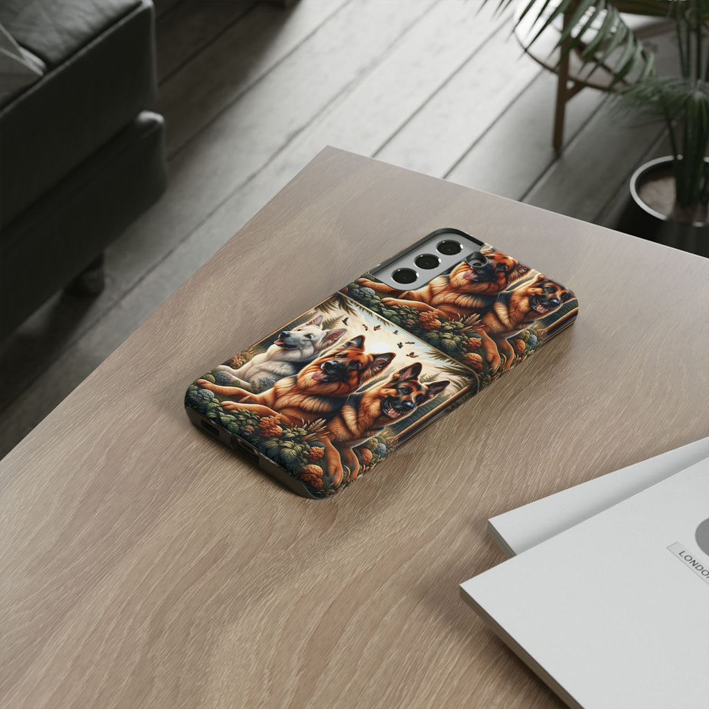 German Shepherd Phone Tough Case Floral Elegant Durable Dog Lover Devices iPhone 15, Samsung iPhone Samsung Accessory Gift for Her