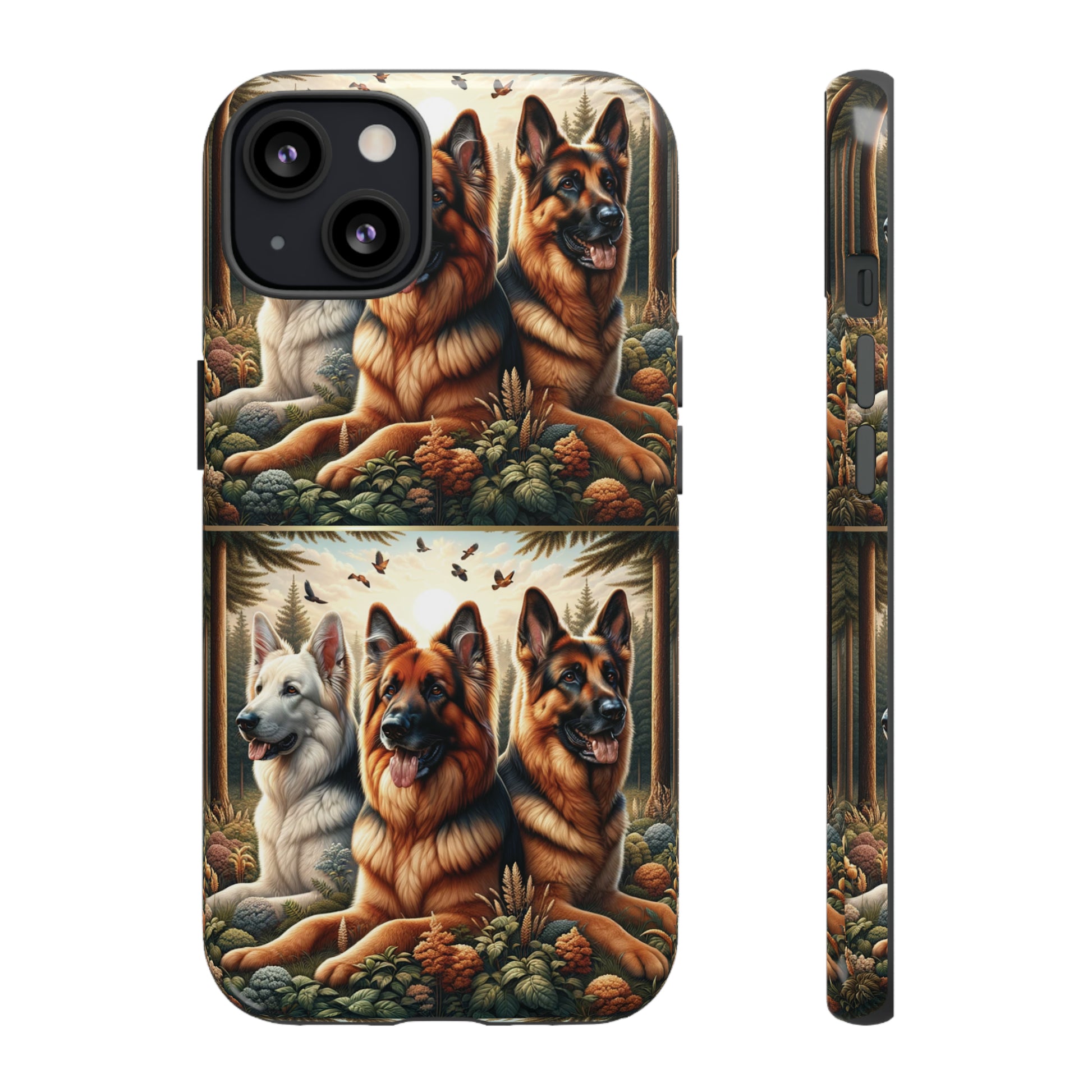 German Shepherd Phone Tough Case Floral Elegant Durable Dog Lover Devices iPhone 15, Samsung iPhone Samsung Accessory Gift for Her.