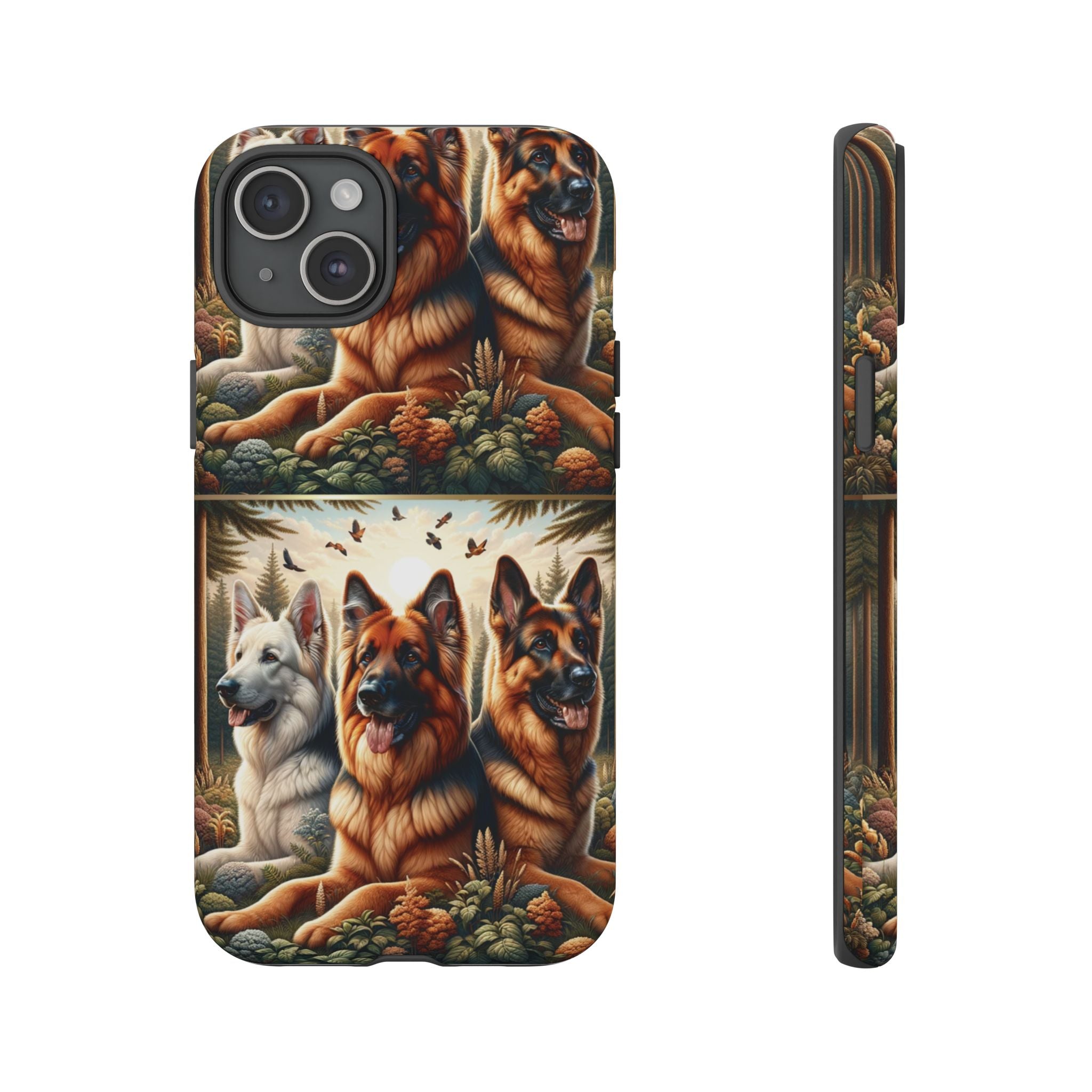 German Shepherd Phone Tough Case Floral Elegant Durable Dog Lover Devices iPhone 15, Samsung iPhone Samsung Accessory Gift for Her