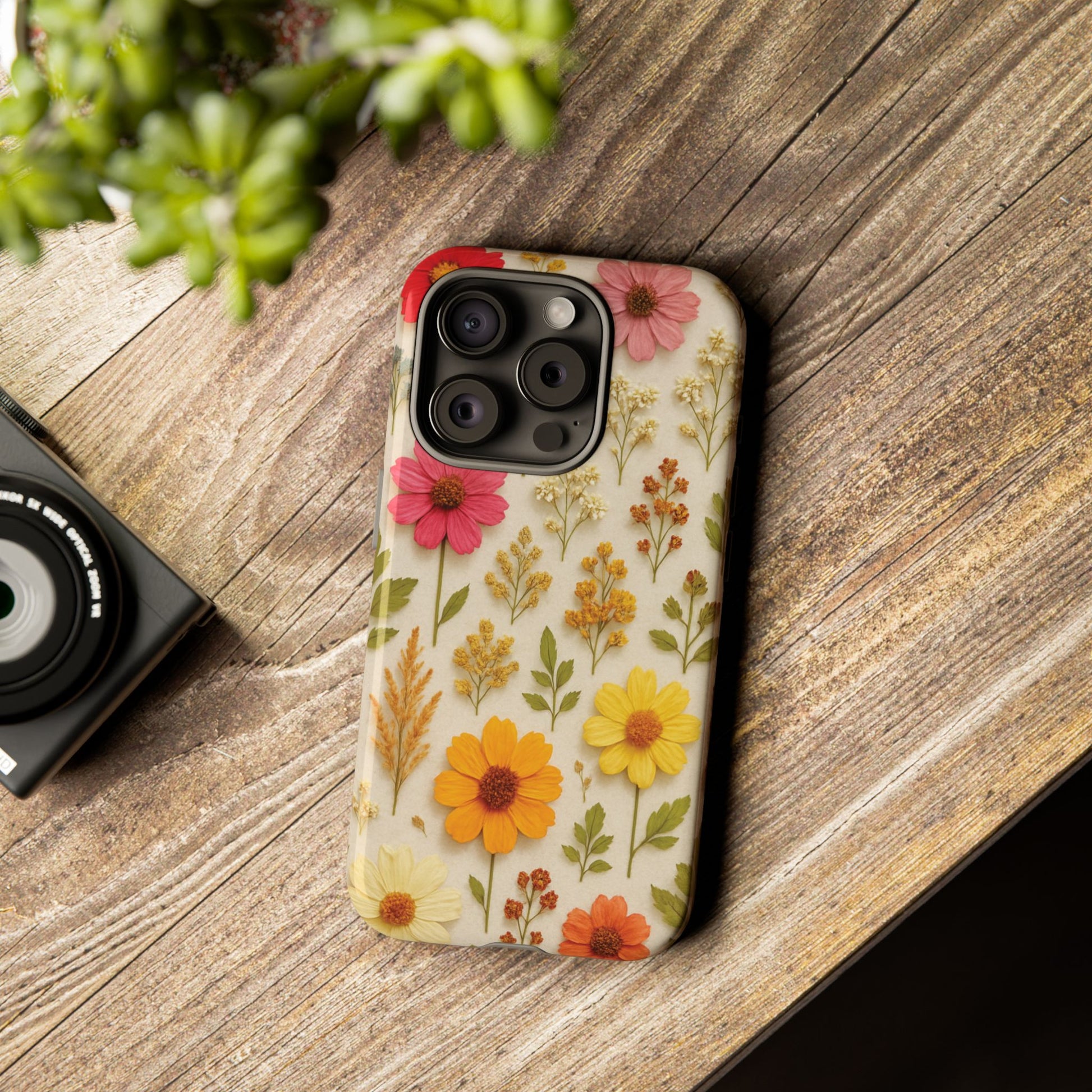 Dried Flowers Illusion Phone Case – Realistic Botanical Aesthetic, Colorful Pressed Floral Art, Trendy Nature-Inspired Protective Cover  iPhone & Samsung Models