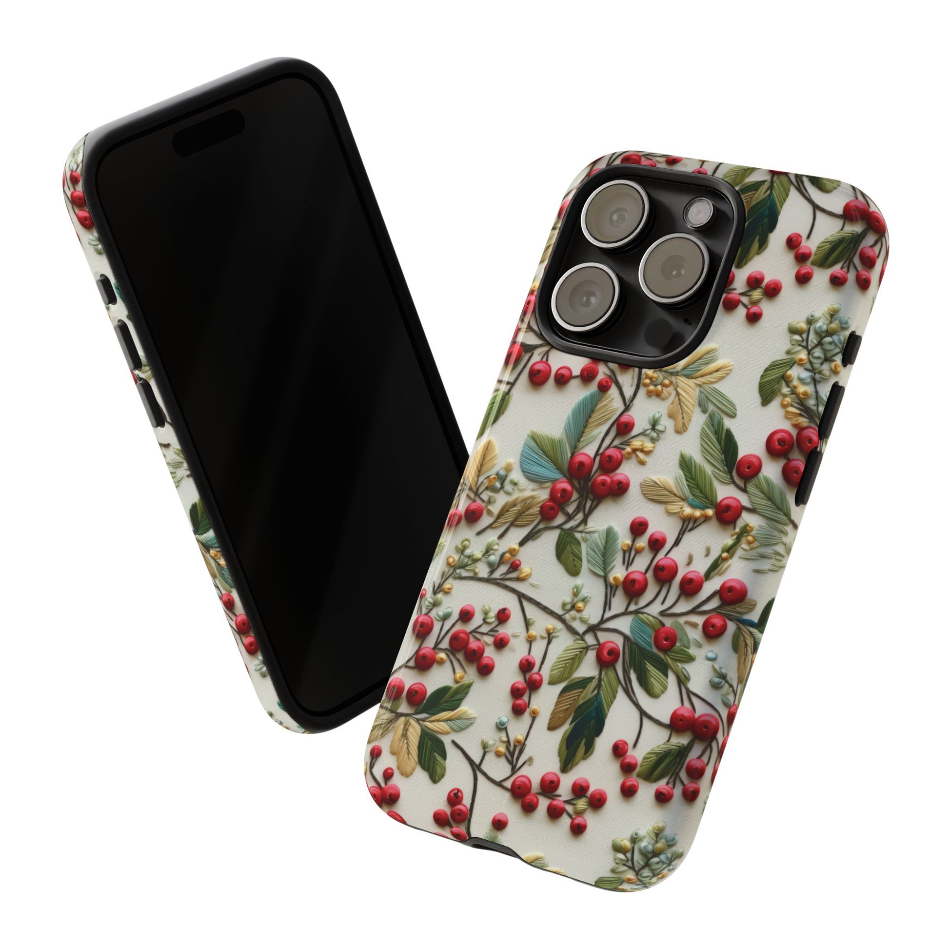 Holly Christmas Wildflowers Boho Chic Design Phone Case - Stylish, Protective Cover for All Models Gift for Mom Accessory Gift for Her