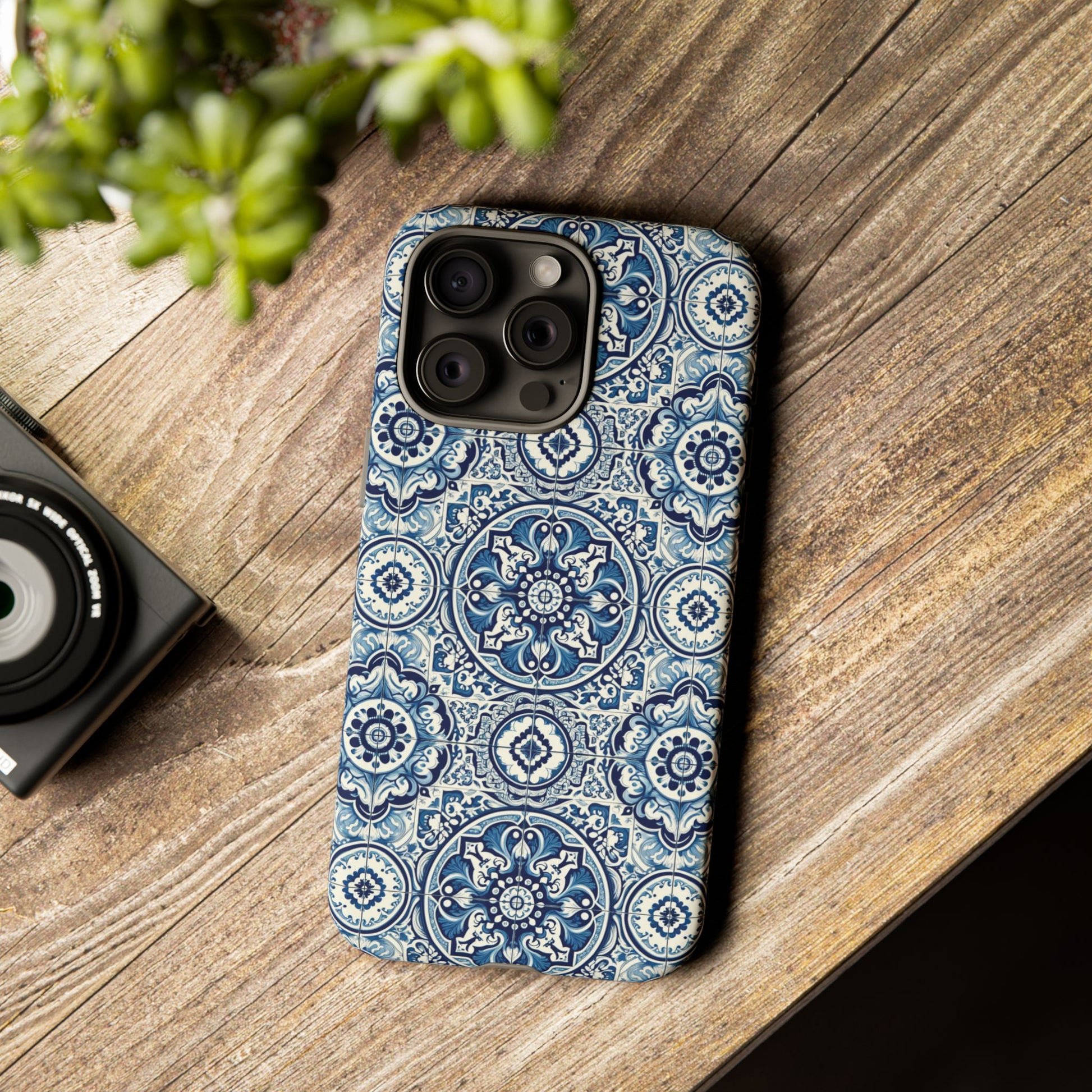 Azulejo Tile Phone Case Elegant Mediterranean Blue Porcelain Design iPhone 17, 16, 15, Samsung iPhone Samsung Accessory Gift for Her