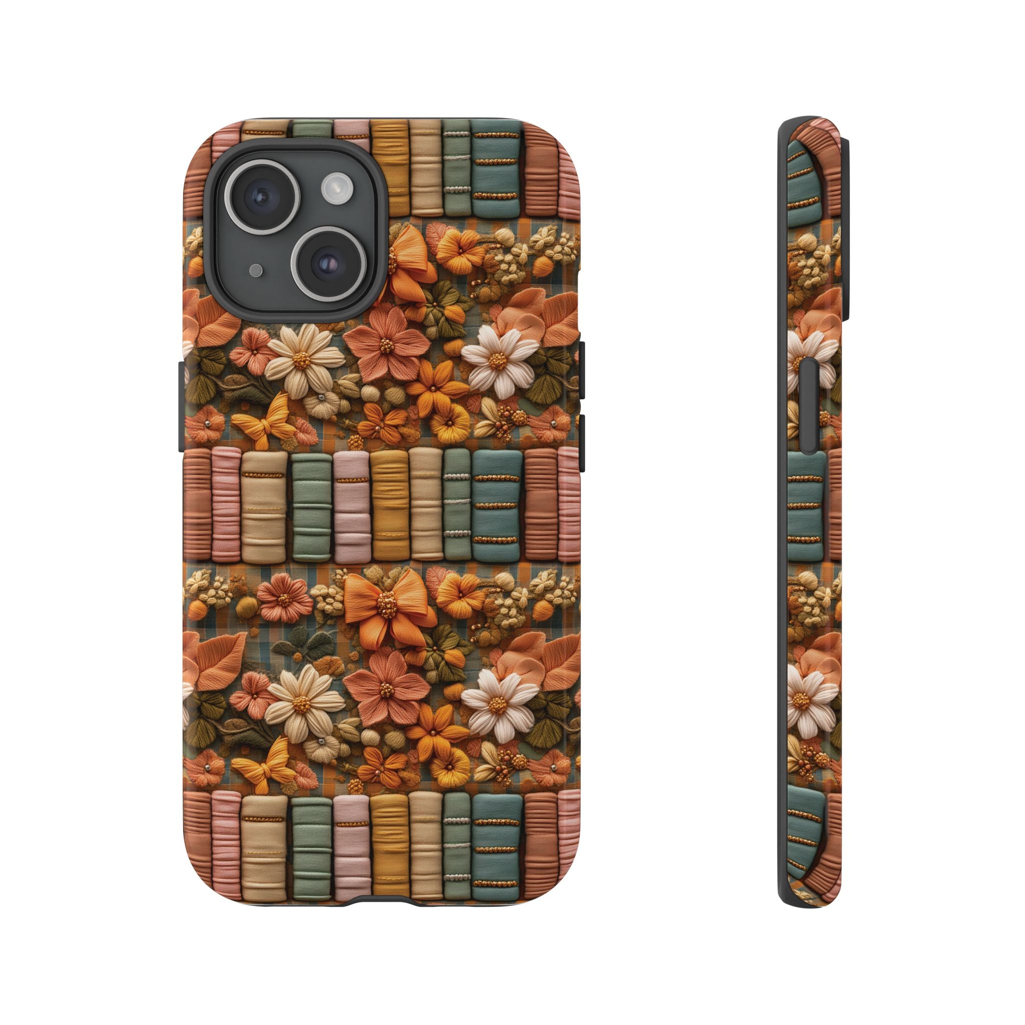 3D Illusion Boho Floral and Books Phone Case Gift for Her Phone 15, Samsung iPhone Samsung Gift for Her Case iPhone 15, Samsung iPhone Samsung Accessory Gift for Her