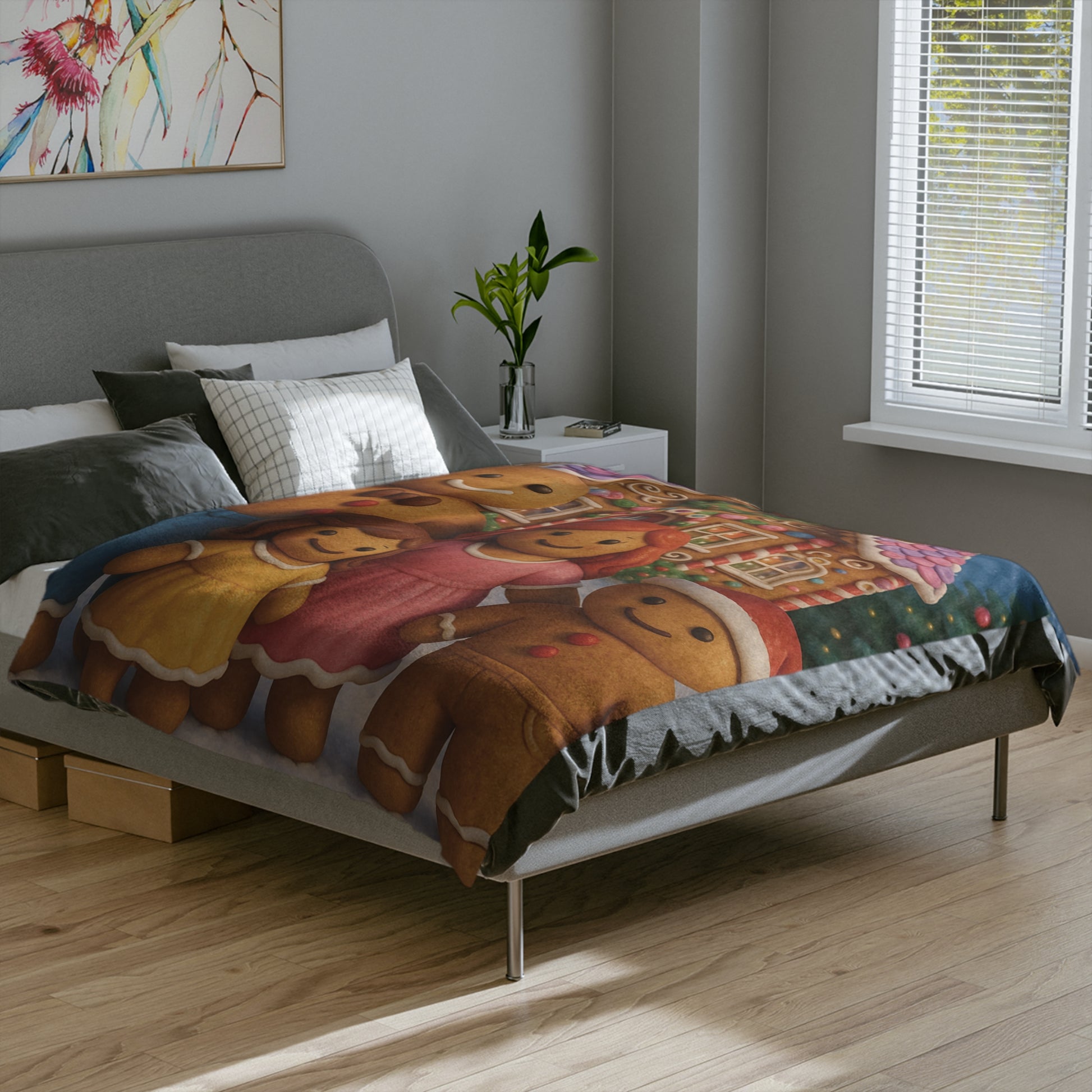 Cozy Microfiber Blanket Gingerbread Family Design | Perfect Gift for Her, Fun Holiday or Housewarming Present, Cute & Festive Decor