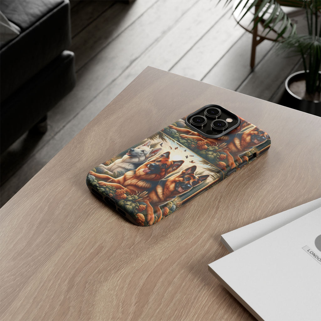 German Shepherd Phone Tough Case Floral Elegant Durable Dog Lover Devices iPhone 15, Samsung iPhone Samsung Accessory Gift for Her