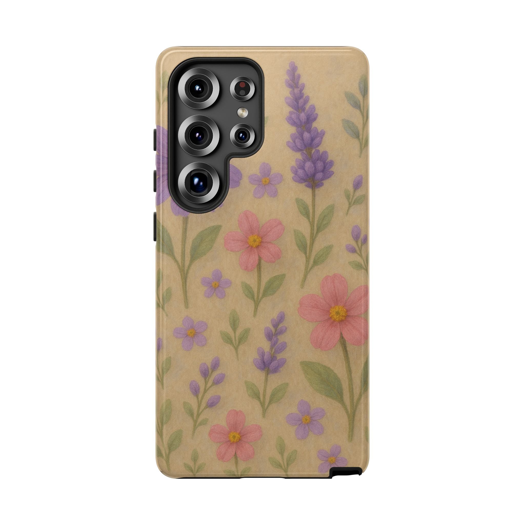 3D Illusion Wildflower Phone Case Cute Pastel Floral Design in Lavender, Pink, Mint Green – Aesthetic Protective Case for iPhone and  Android