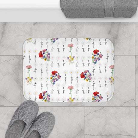 Faith, Love, and Hope Wildflower Bathmat – A Beautiful Blend of Nature’s Charm with Inspiring Words to Uplift Your Spirit and Brighten Your Bathroom