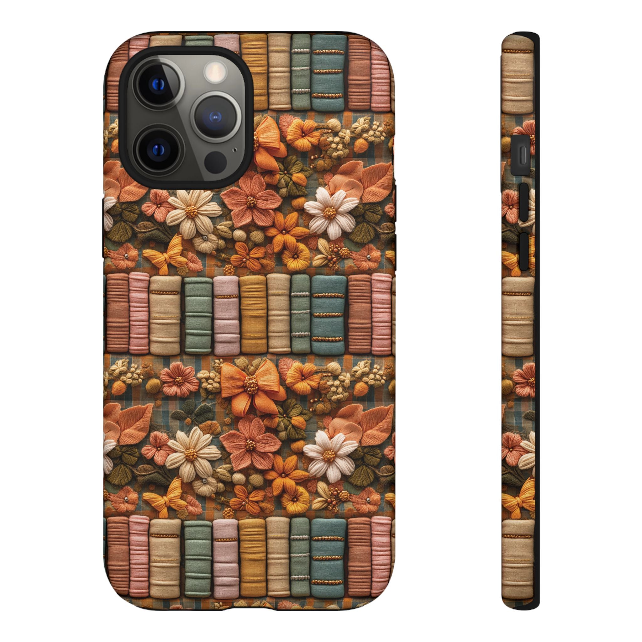 3D Illusion Boho Floral and Books Phone Case Gift for Her Phone 15, Samsung iPhone Samsung Gift for Her Case iPhone 15, Samsung iPhone Samsung Accessory Gift for Her