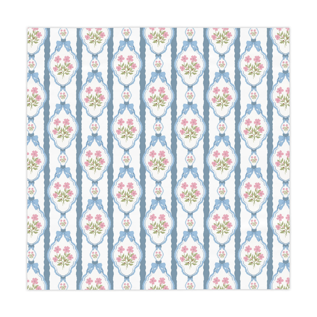 Nappe vintage bleue et rose avec nœuds — Nappe de table romantique à motifs floraux