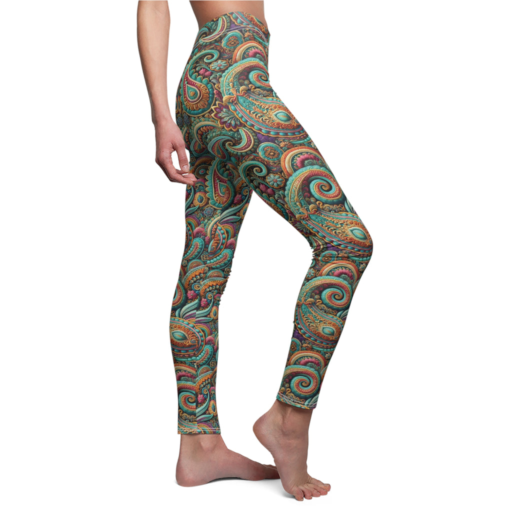 Women's Paisley Leggings – High-Waisted, Soft, and Comfy for Yoga, Running & Everyday Wear | Trendy Boho Available in Plus Sizes
