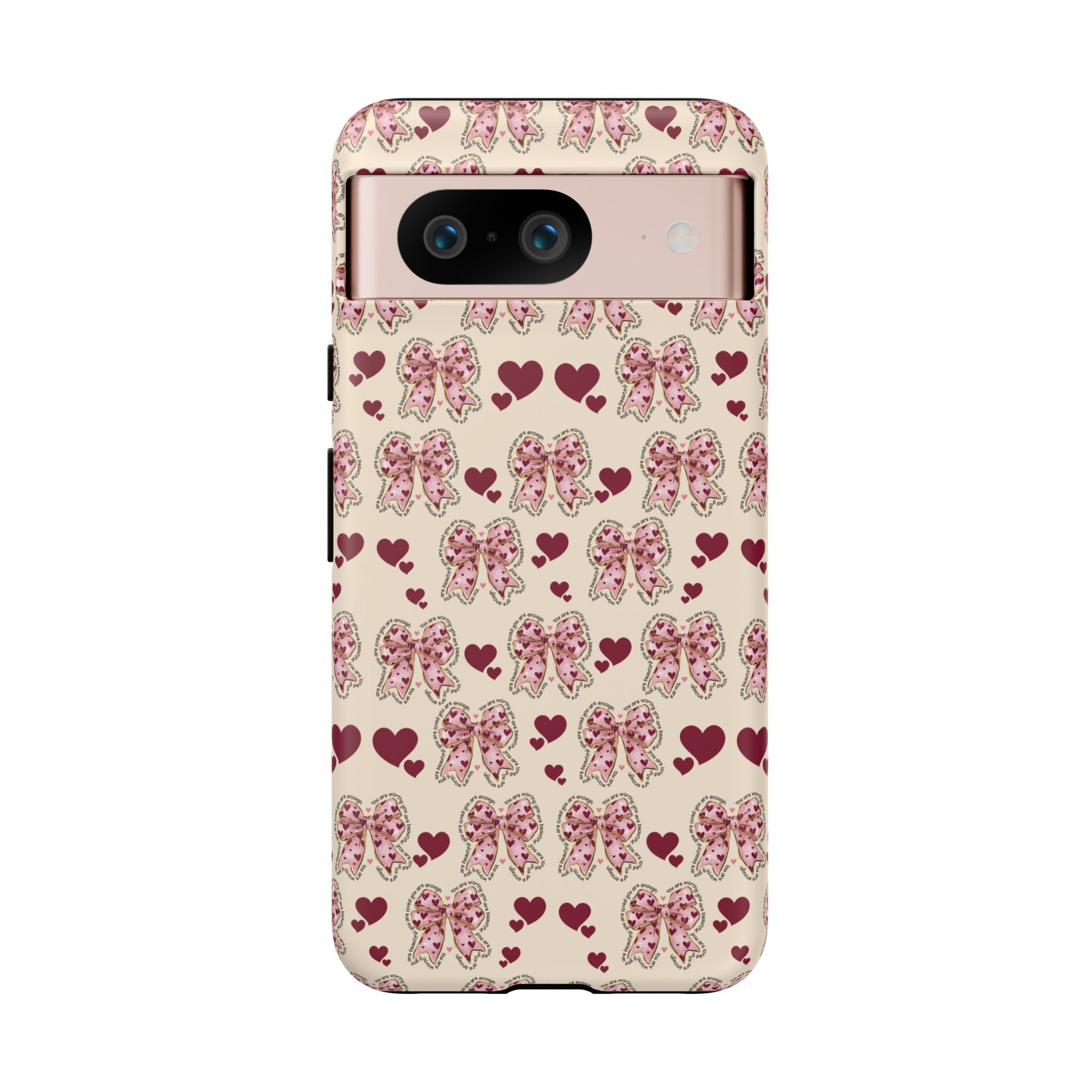 Charming Hearts & Pink Bows Phone Case Stylish & Durable Protection for Your Device | Scratch-Resistant, Slim Fit, and Lightweight Design for Everyday Use for iPhone & Android | Fresh Nature-Inspired Design!