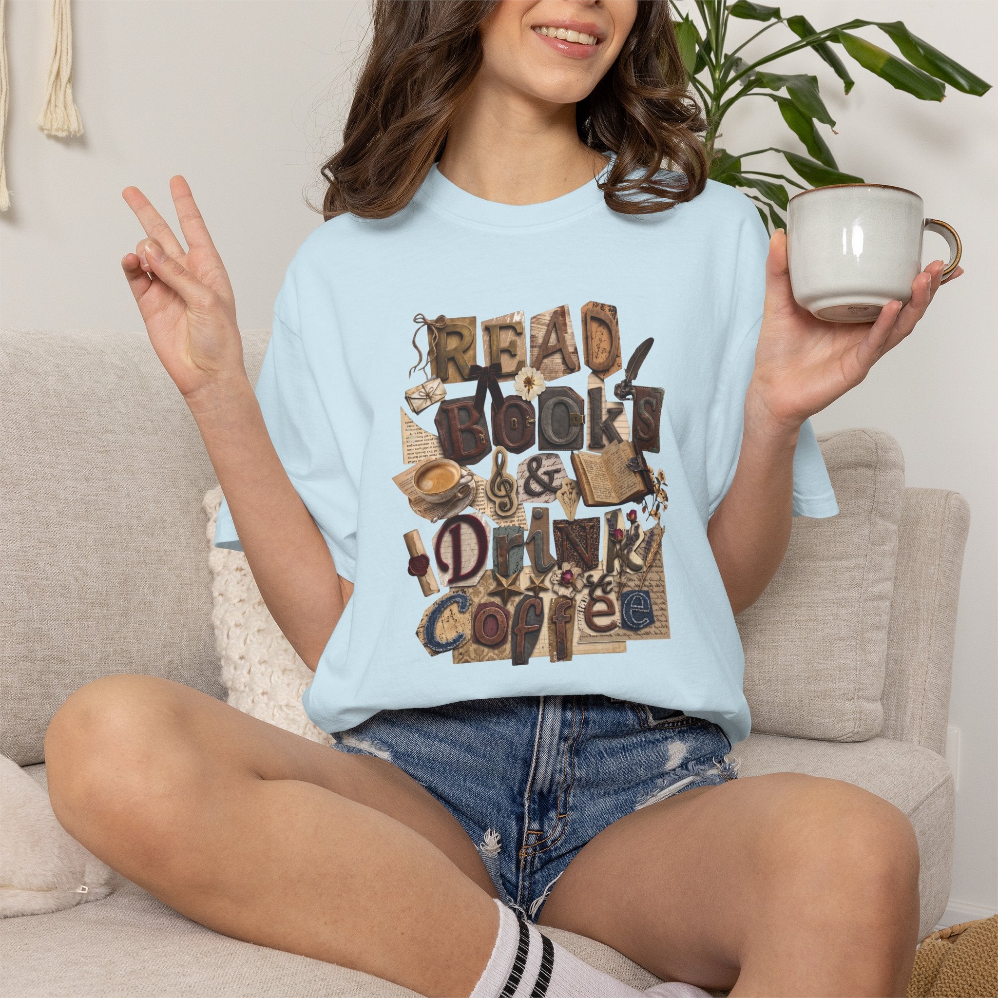 Read Books Drink Coffee T-Shirt | Book Lover Shirt | Coffee Lover Gift | Reader Tee | Bibliophile Shirt | Cozy Reading Aesthetic