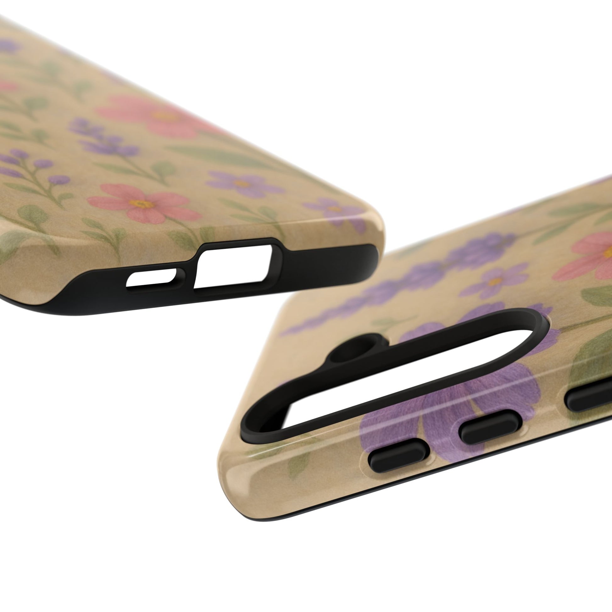 3D Illusion Wildflower Phone Case Cute Pastel Floral Design in Lavender, Pink, Mint Green – Aesthetic Protective Case for iPhone and  Android