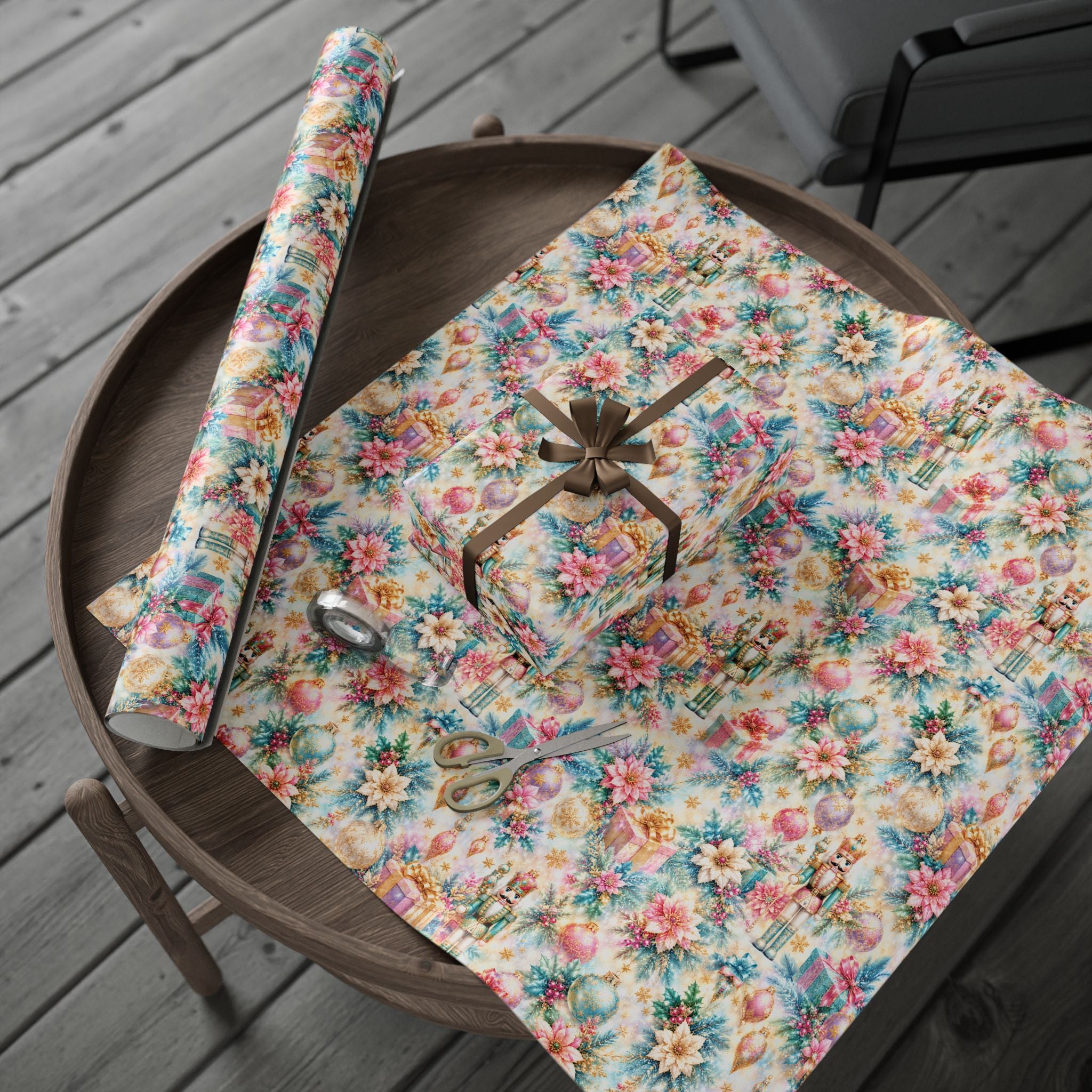 Luxury Nutcracker Christmas Wrapping Paper | Pastel Pink & Blue Holiday Gift Wrap | Elegant Winter Gift Wrap | Premium Christmas Paper