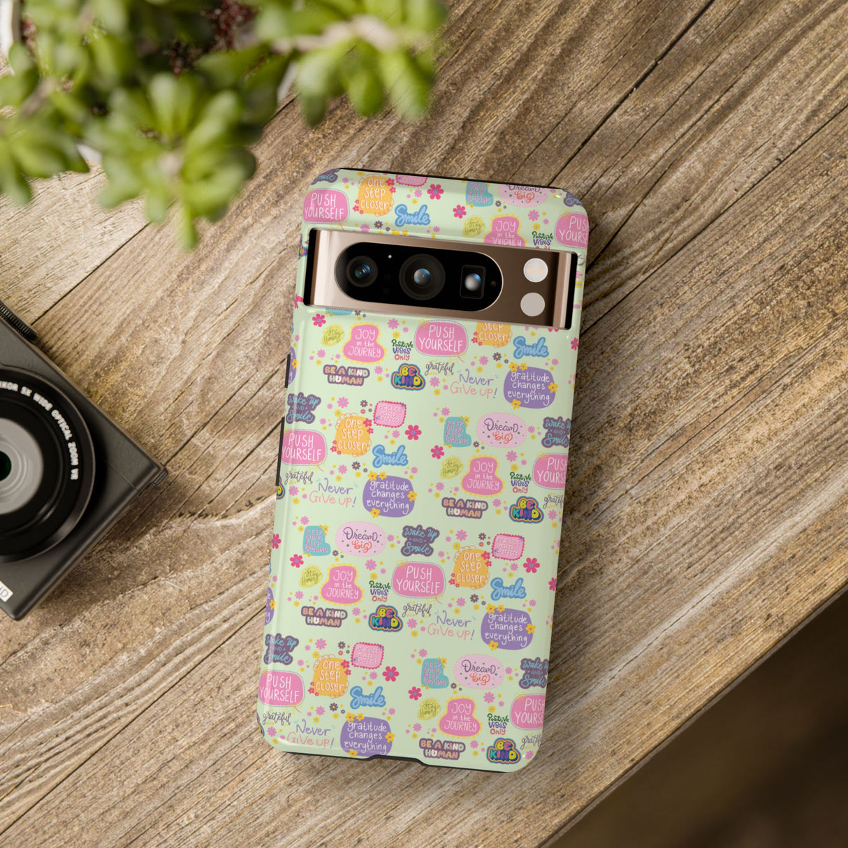 Good Vibes Only Protective Phone Case  Shockproof Slim Aesthetic Motivational Quote Cover, Positive Affirmation Gift for Mom, Teens & Besties | iPhone & Galaxy