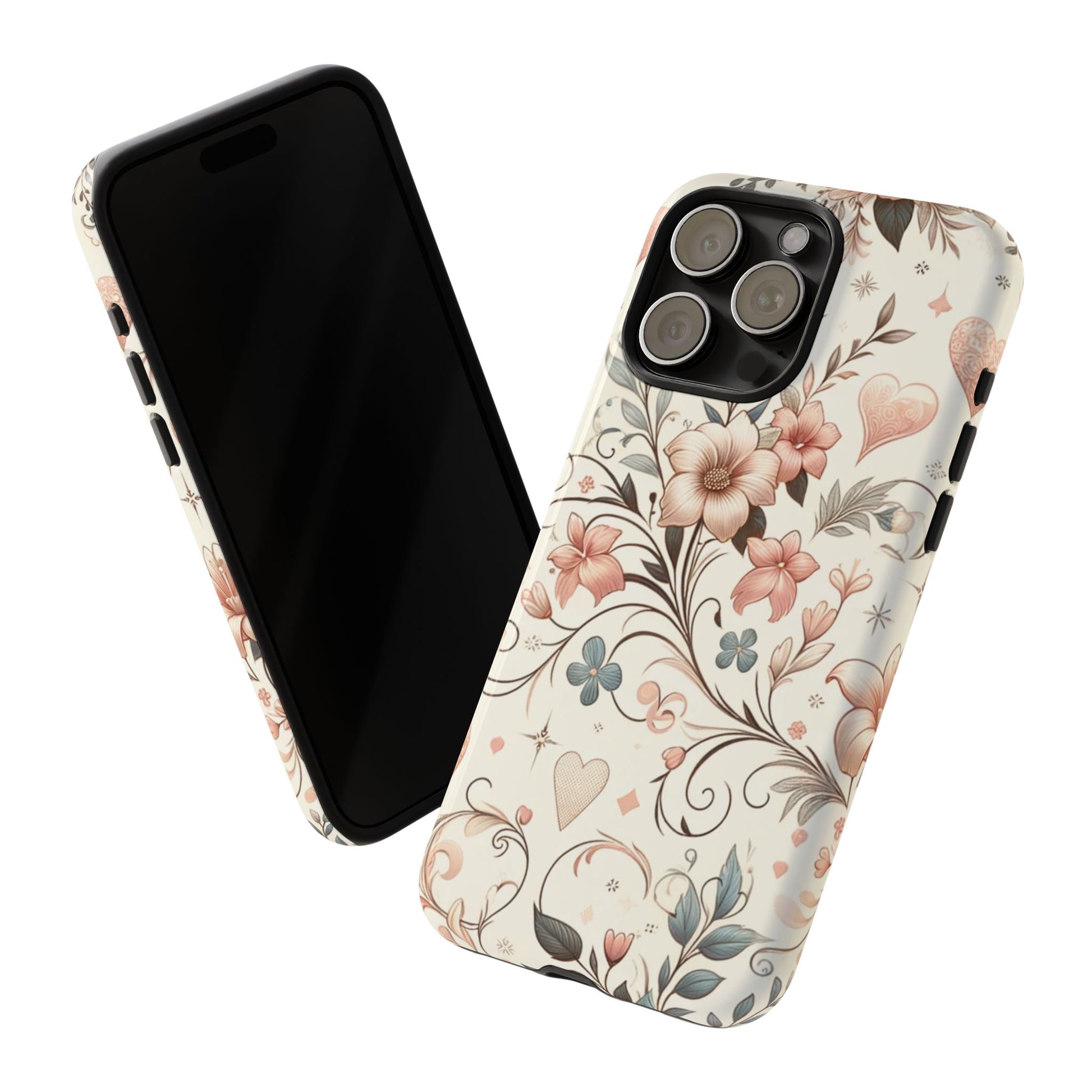 Floral Design Luxury Phone Tough Case Floral Elegant Durable Stylish for Modern Devices iPhone 17, 16 15, Samsung iPhone Samsung Accessory Gift for Her
