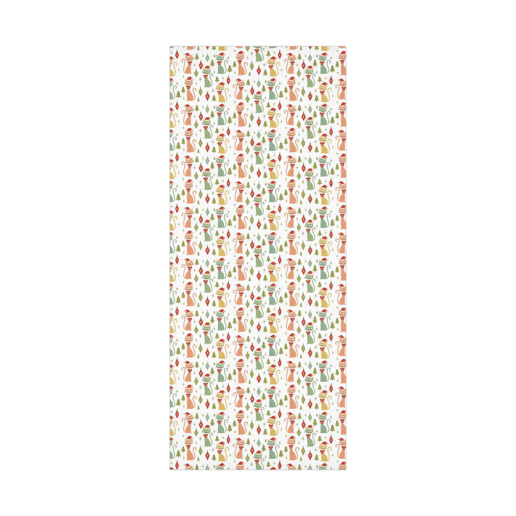 Christmas Atomic Cat Wrapping Paper, Retro Gift Wrap, Pastel Mid-Century Kitty Design, Vintage Holiday 30x20, 30x72, 30x144 Perfect for all Occasion