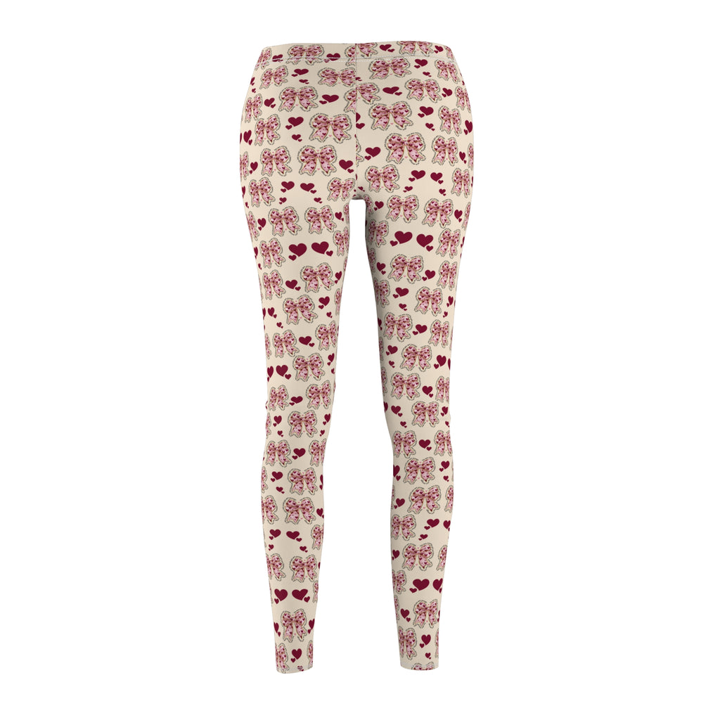 Stylish & Comfy Women's Leggings with Hearts & Pink Bows Design – Perfect for Yoga, Casual Wear & Everyday Comfort | High-Quality Trendy Pants Available in Plus Sizes - MRSBYVALLE