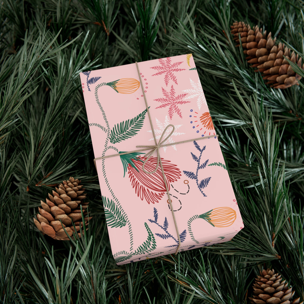 Pink Wildflowers Wrapping Paper Pink Bows Cherries Elegance Perfect for Gifts Weddings, Bridal Baby Showers All Occasion - MRSBYVALLE