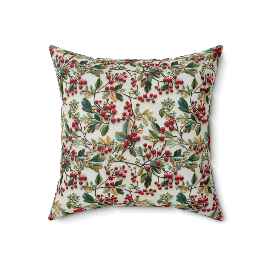 Housewarming Gift Christmas Holly Floral Design Square Decorative Pillow Elegant Home Accent Home Decor | Premium Quality, Soft, and Durable | Perfect for Couch, Bed, or Chair | Elegant Bedrooms Pillow Gift New House, Bridal Shower Gift - MRSBYVALLE